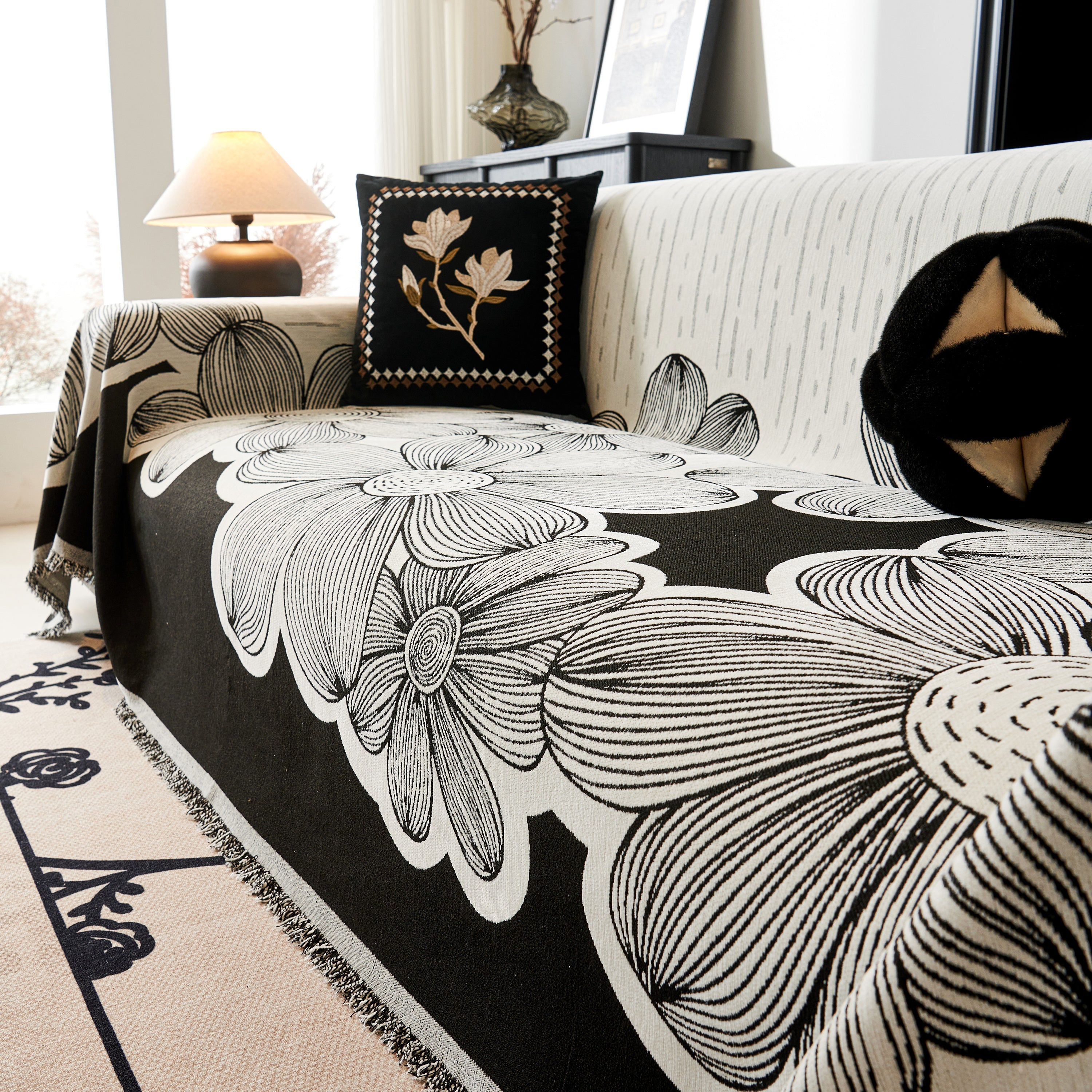 Floral Sofa Slipcovers Reversible Sofa Throw Covers With Tassels Pretty Furniture Covers For Sofas