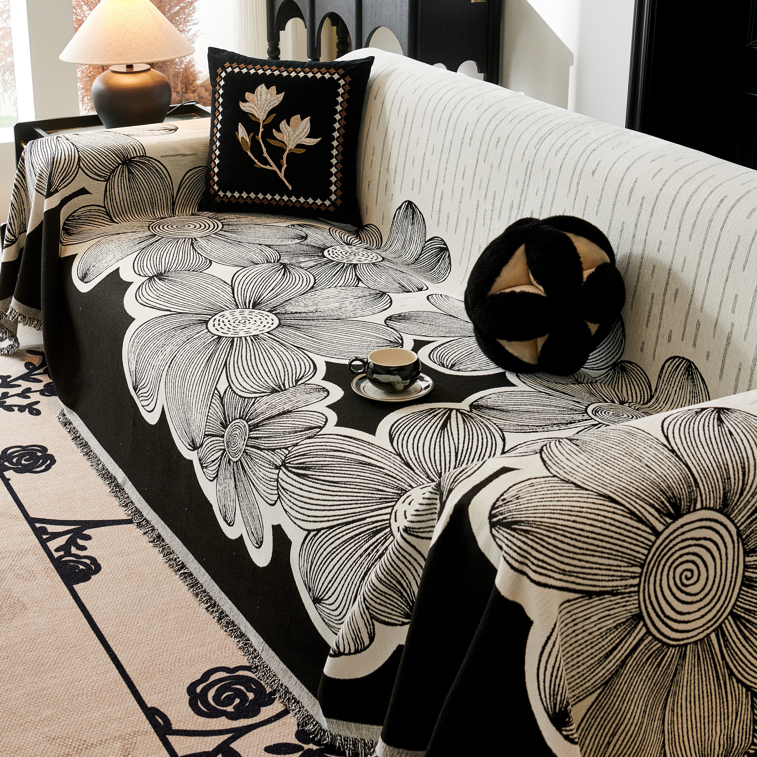 Floral Sofa Slipcovers Reversible Sofa Throw Covers With Tassels Pretty Furniture Covers For Sofas