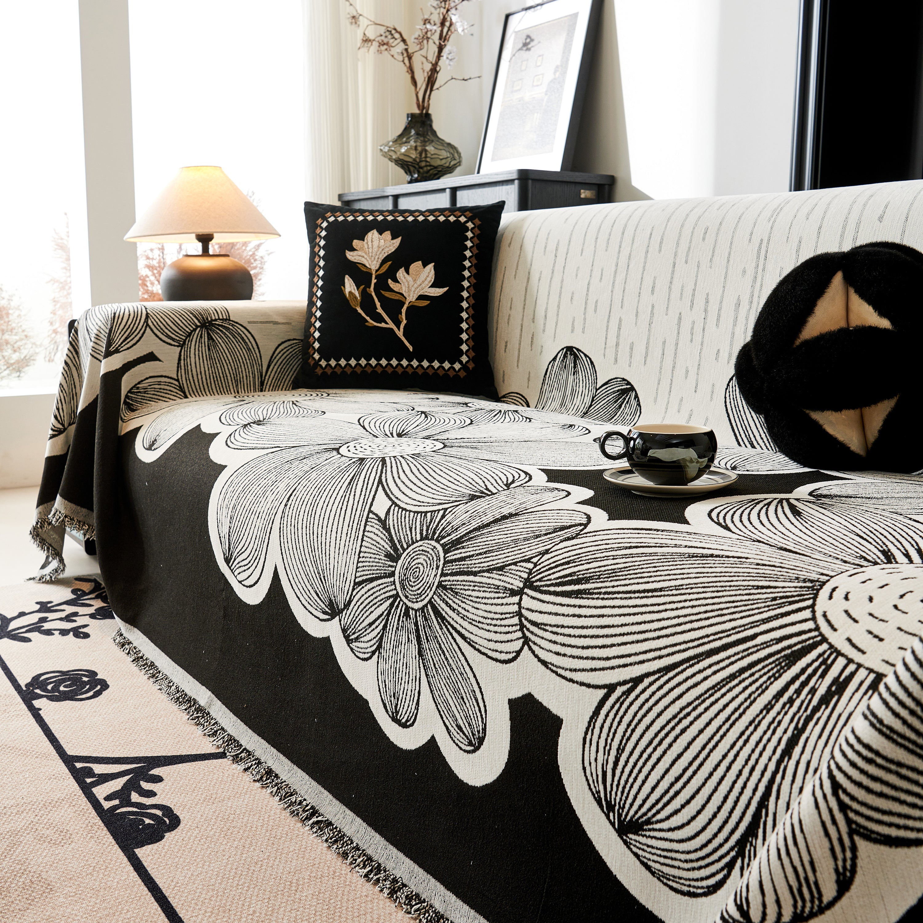 Floral Sofa Slipcovers Reversible Sofa Throw Covers With Tassels Pretty Furniture Covers For Sofas