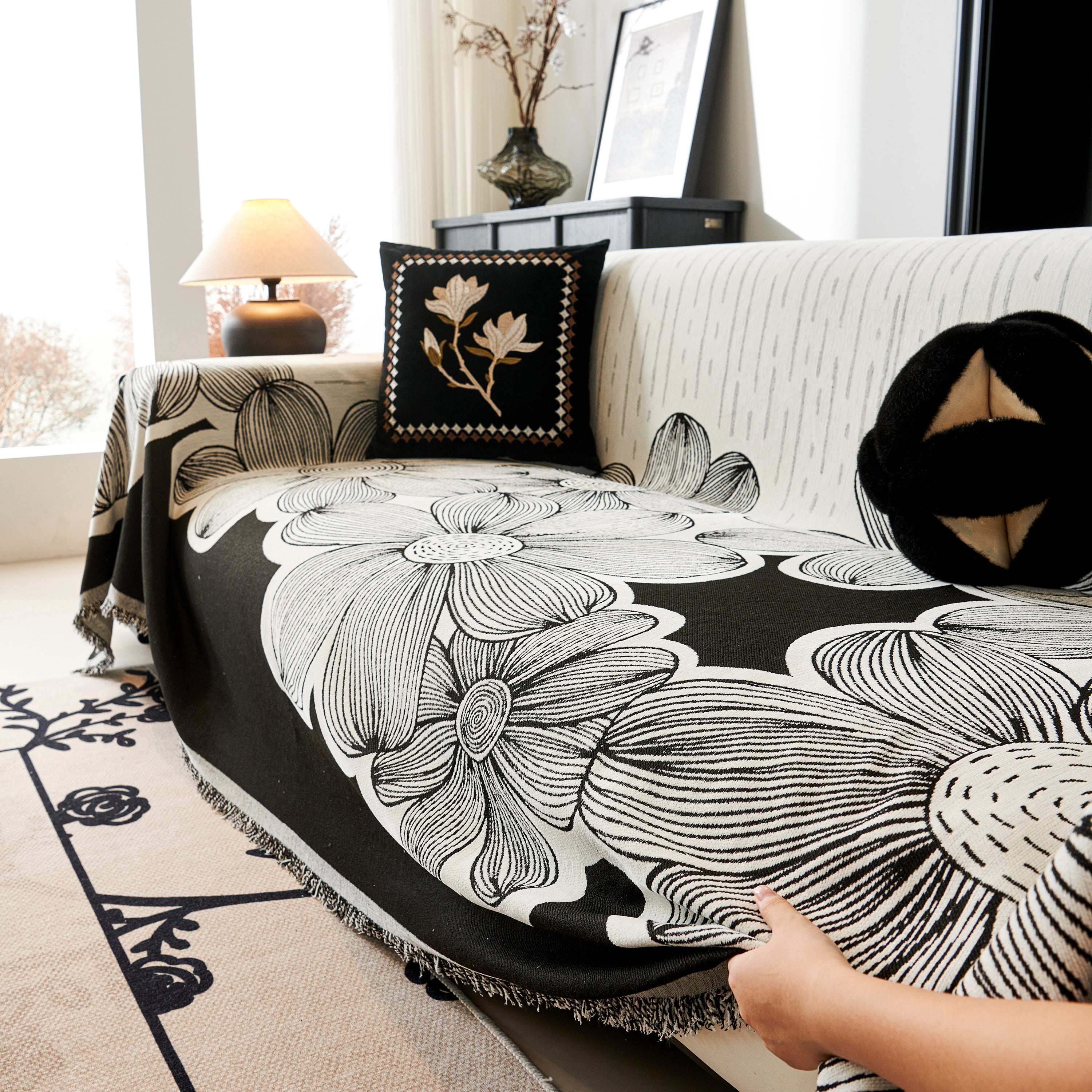 Floral Sofa Slipcovers Reversible Sofa Throw Covers With Tassels Pretty Furniture Covers For Sofas