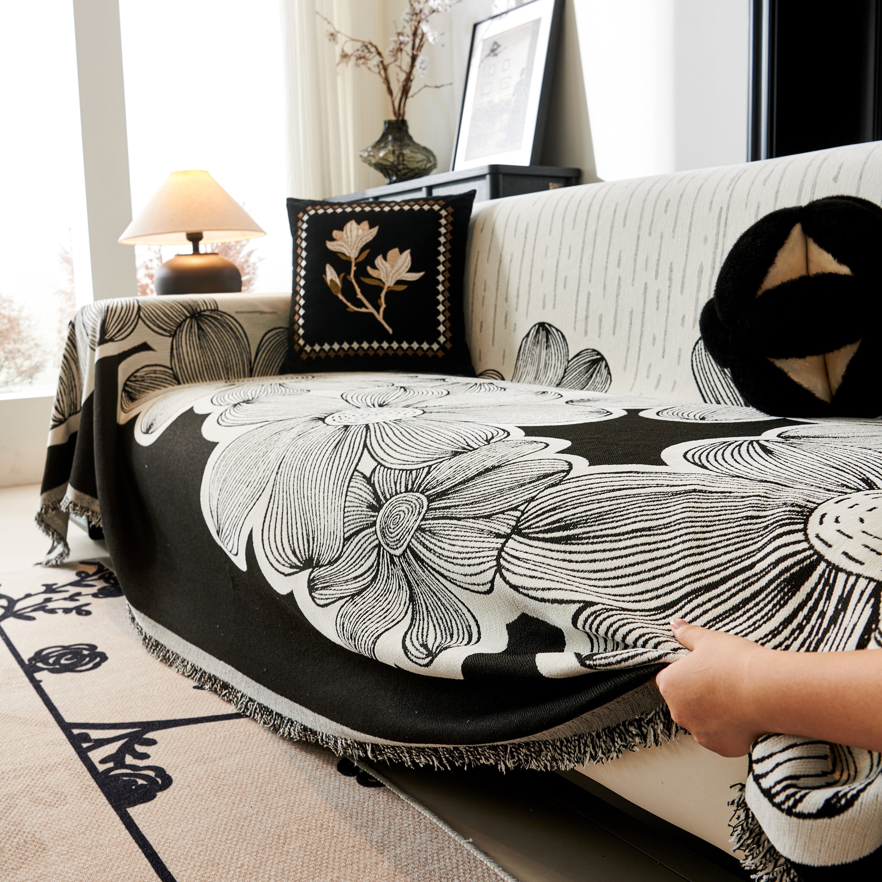 Floral Sofa Slipcovers Reversible Sofa Throw Covers With Tassels Pretty Furniture Covers For Sofas