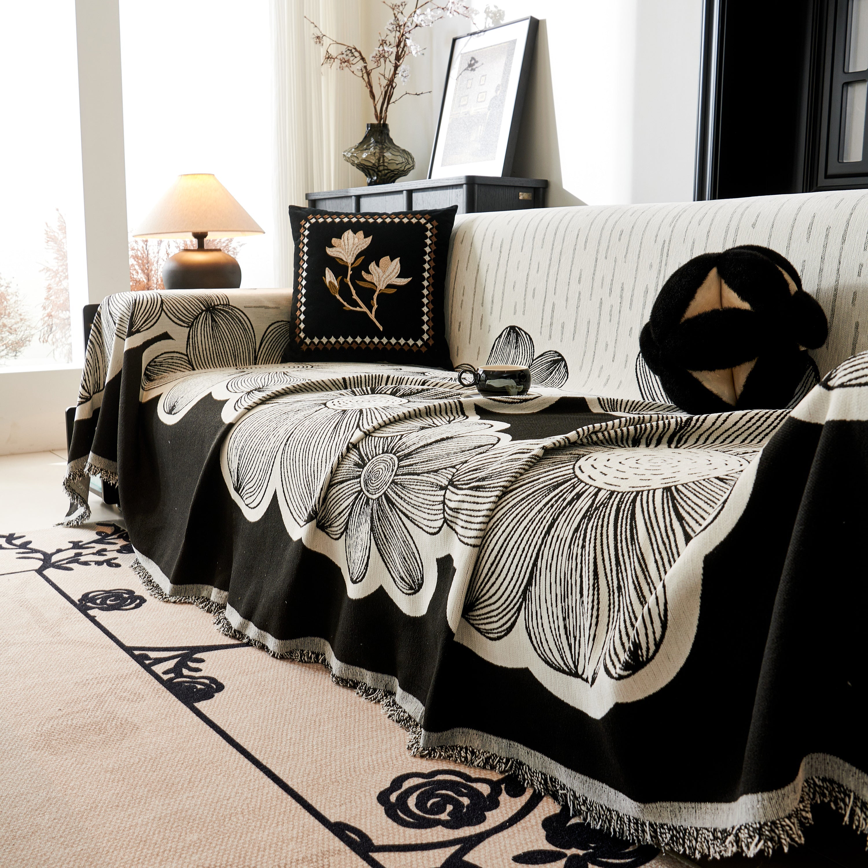 Floral Sofa Slipcovers Reversible Sofa Throw Covers With Tassels Pretty Furniture Covers For Sofas