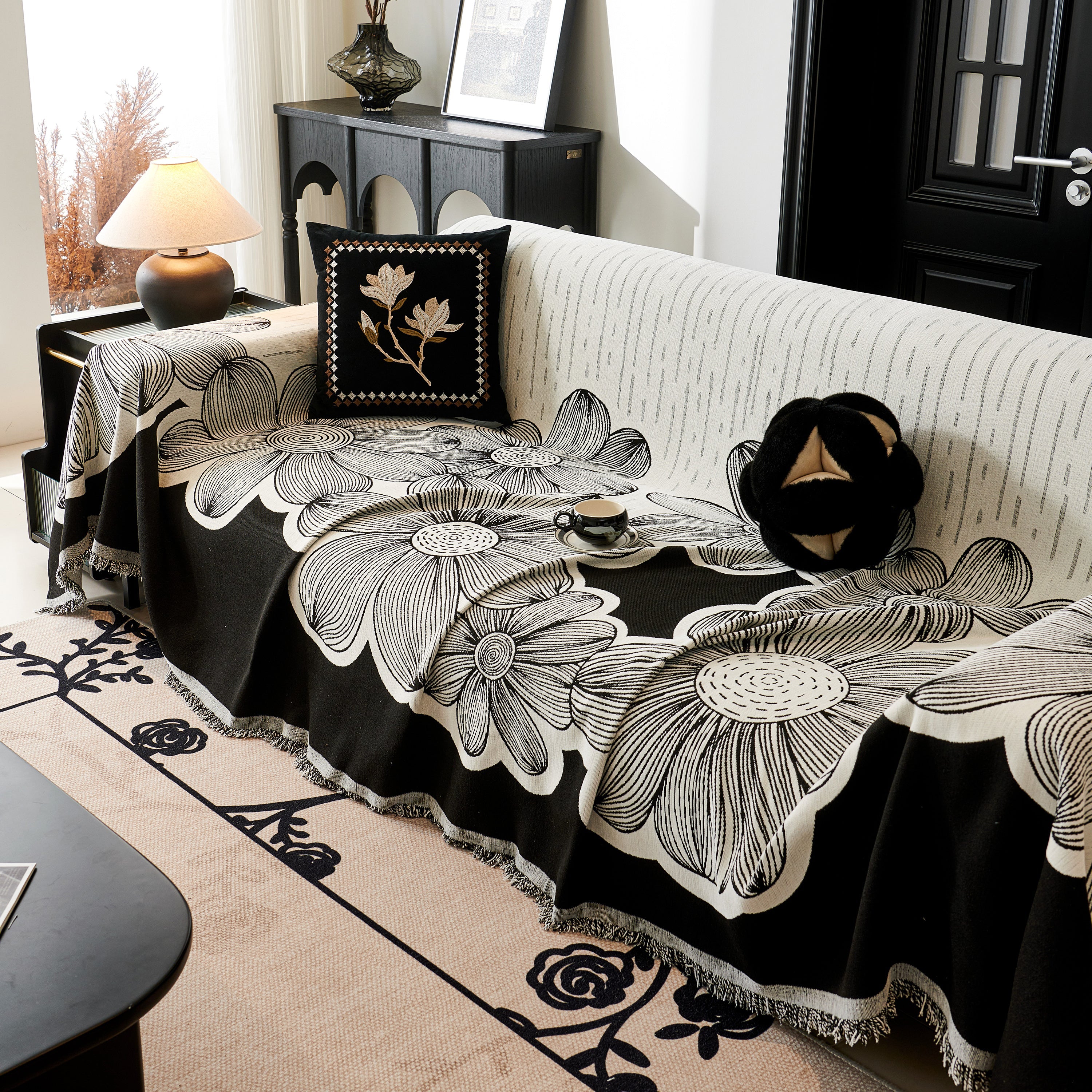 Floral Sofa Slipcovers Reversible Sofa Throw Covers With Tassels Pretty Furniture Covers For Sofas