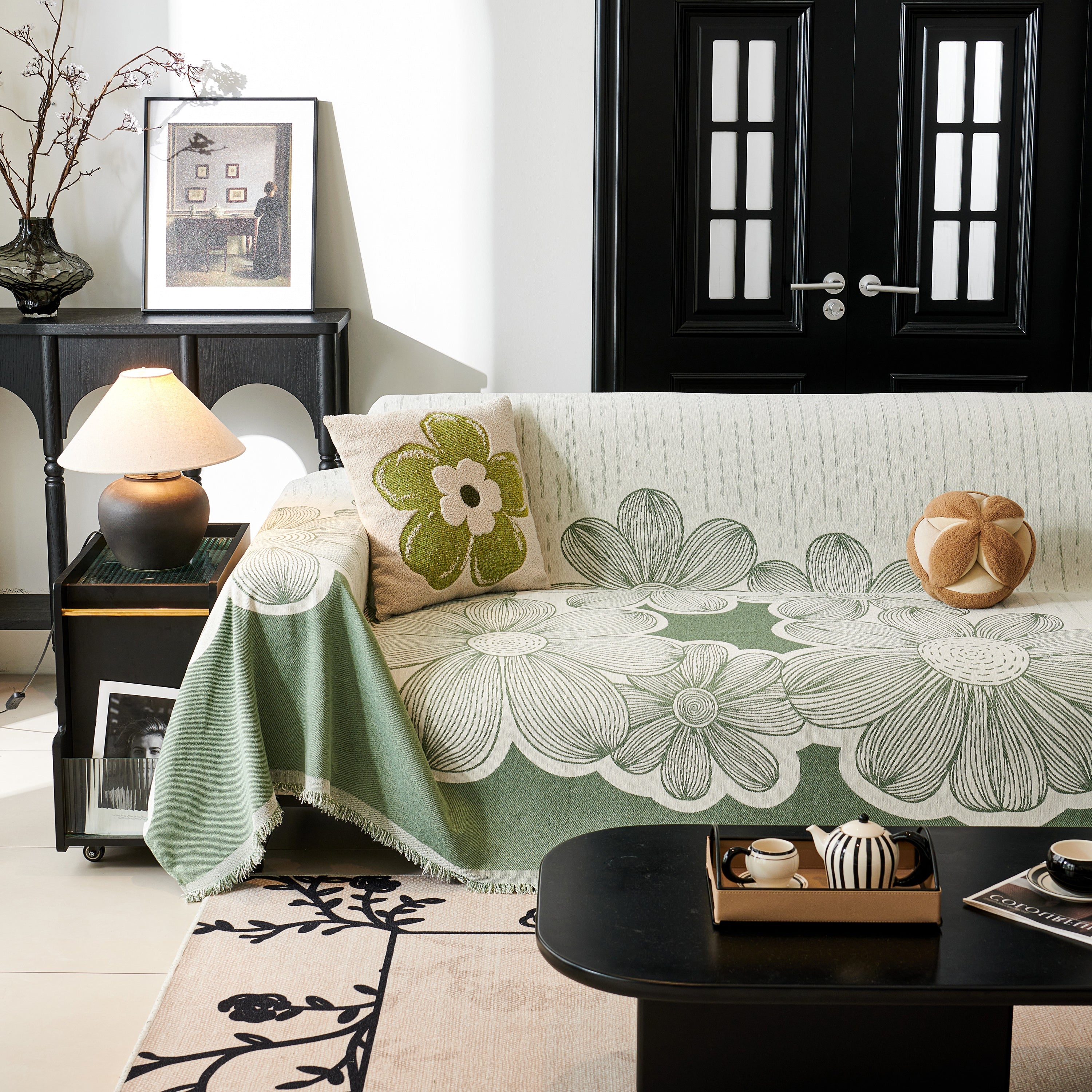 Floral Sofa Slipcovers Reversible Sofa Throw Covers With Tassels Pretty Furniture Covers For Sofas