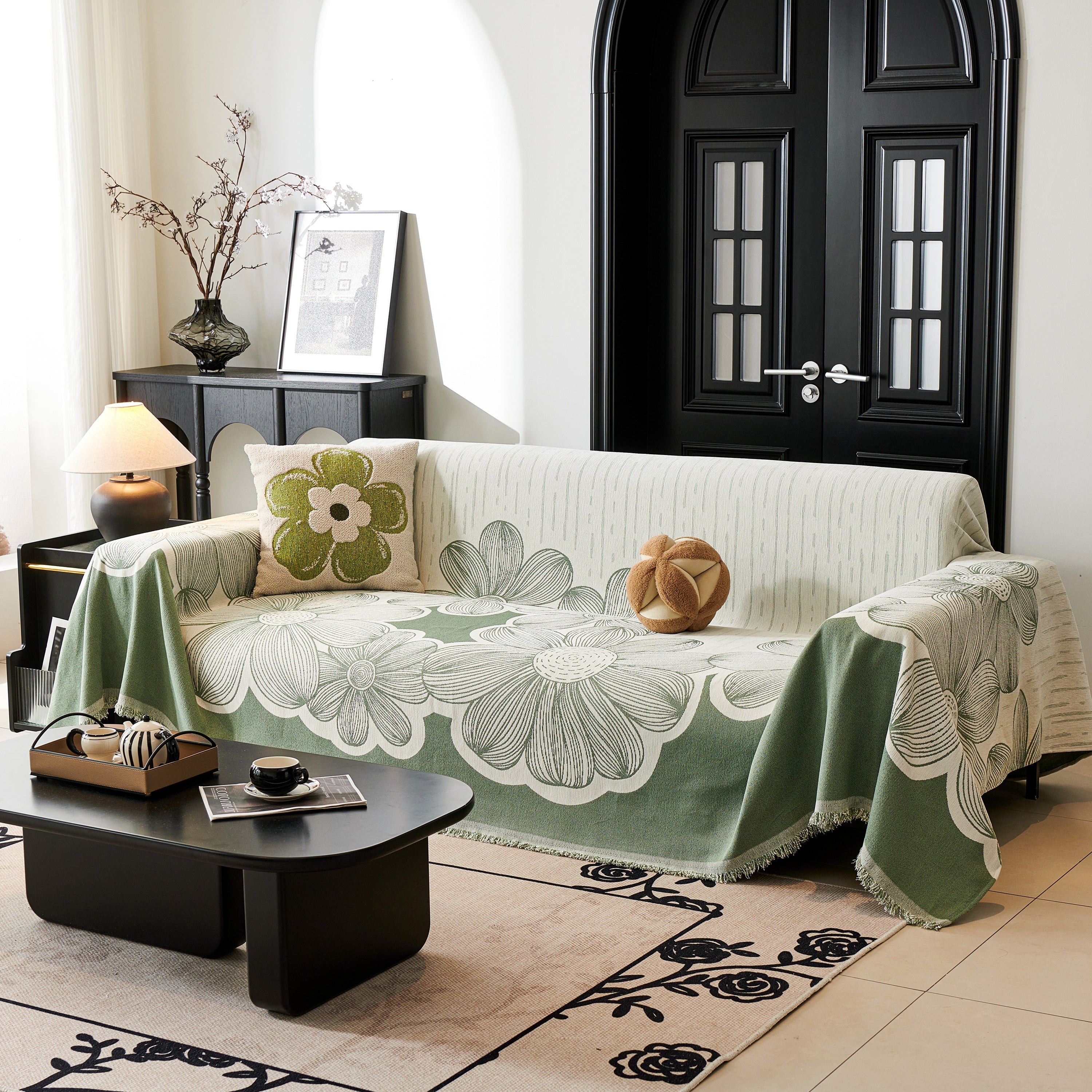 Floral Sofa Slipcovers Reversible Sofa Throw Covers With Tassels Pretty Furniture Covers For Sofas