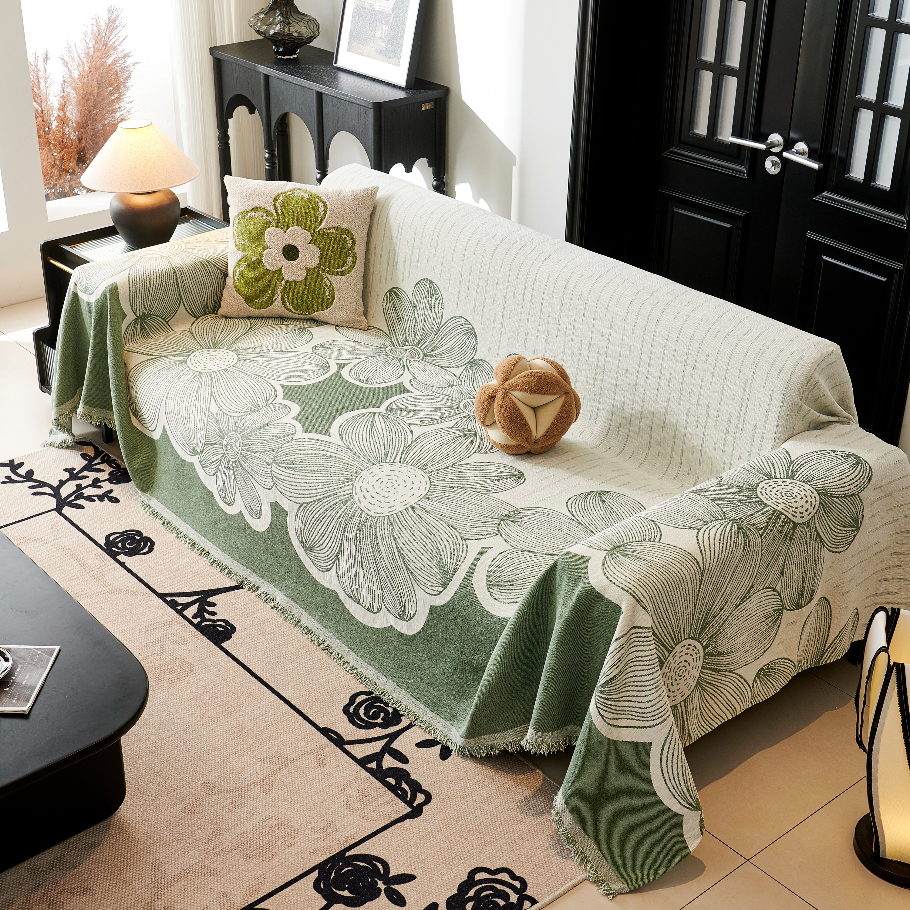 Floral Sofa Slipcovers Reversible Sofa Throw Covers With Tassels Pretty Furniture Covers For Sofas