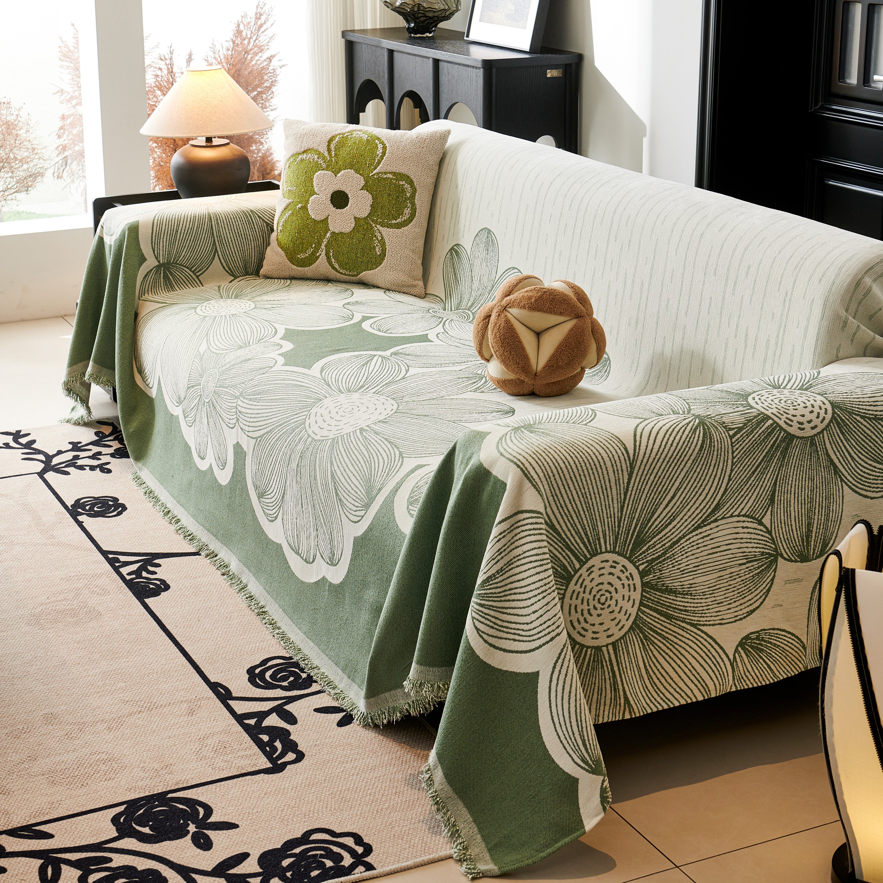 Floral Sofa Slipcovers Reversible Sofa Throw Covers With Tassels Pretty Furniture Covers For Sofas