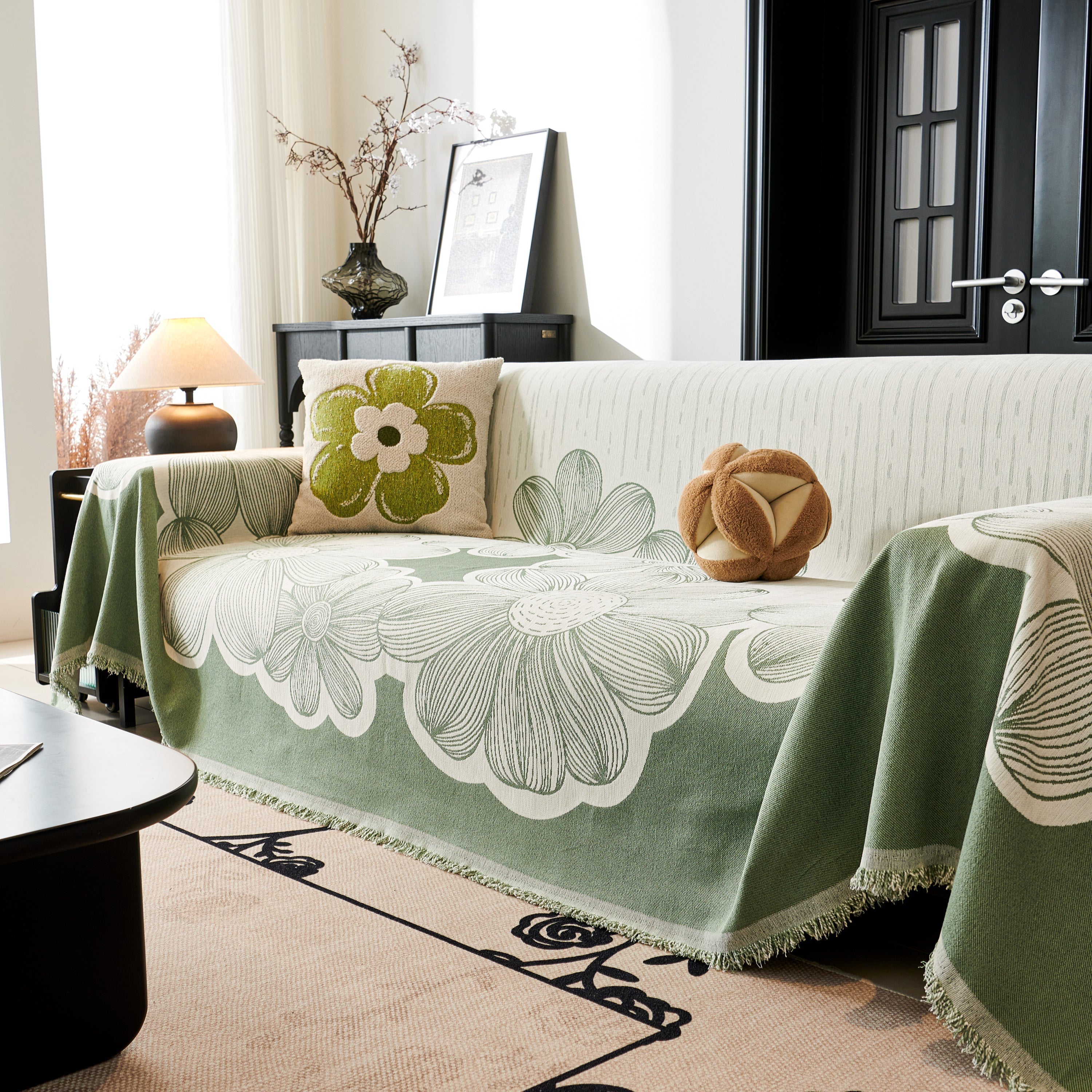 Floral Sofa Slipcovers Reversible Sofa Throw Covers With Tassels Pretty Furniture Covers For Sofas