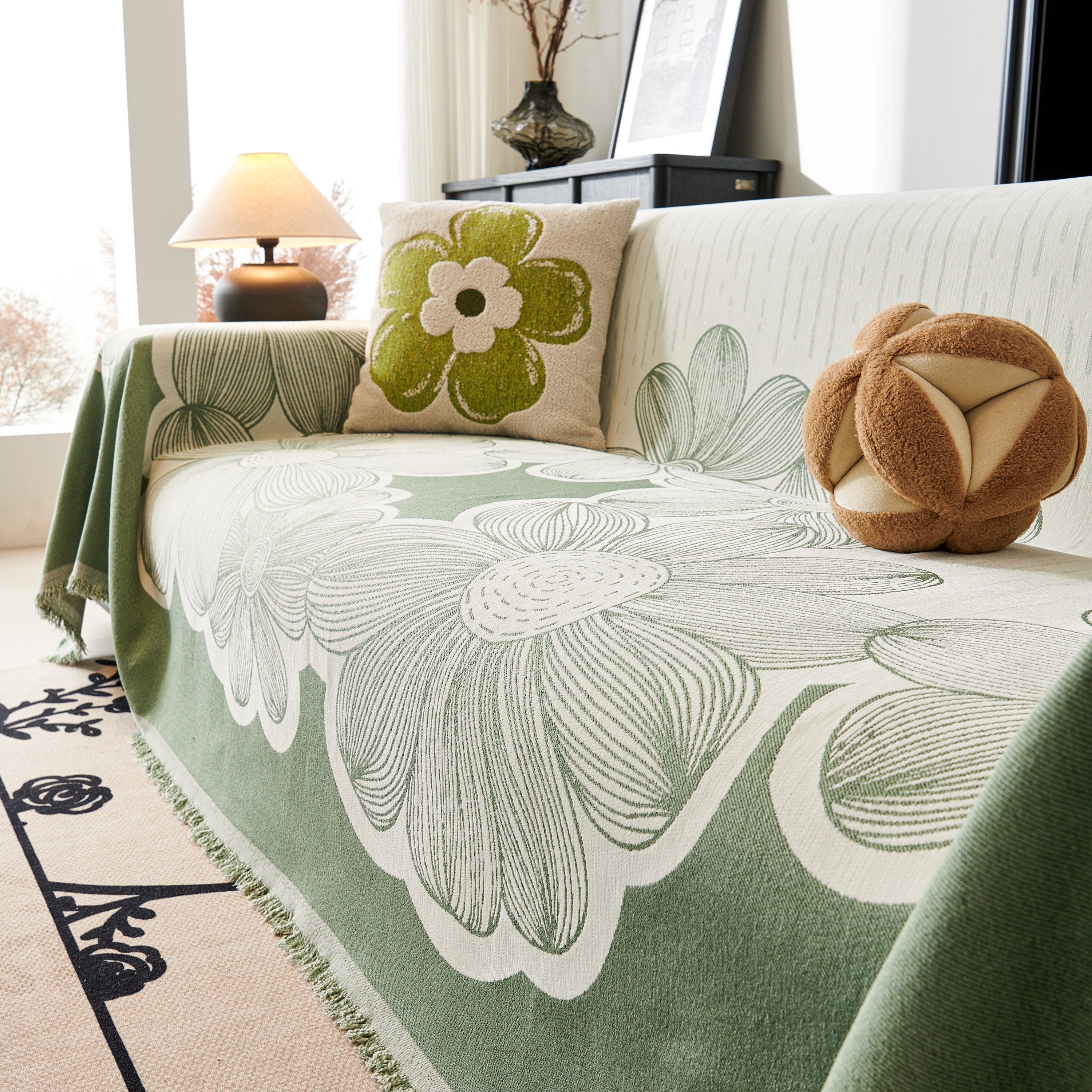 Floral Sofa Slipcovers Reversible Sofa Throw Covers With Tassels Pretty Furniture Covers For Sofas