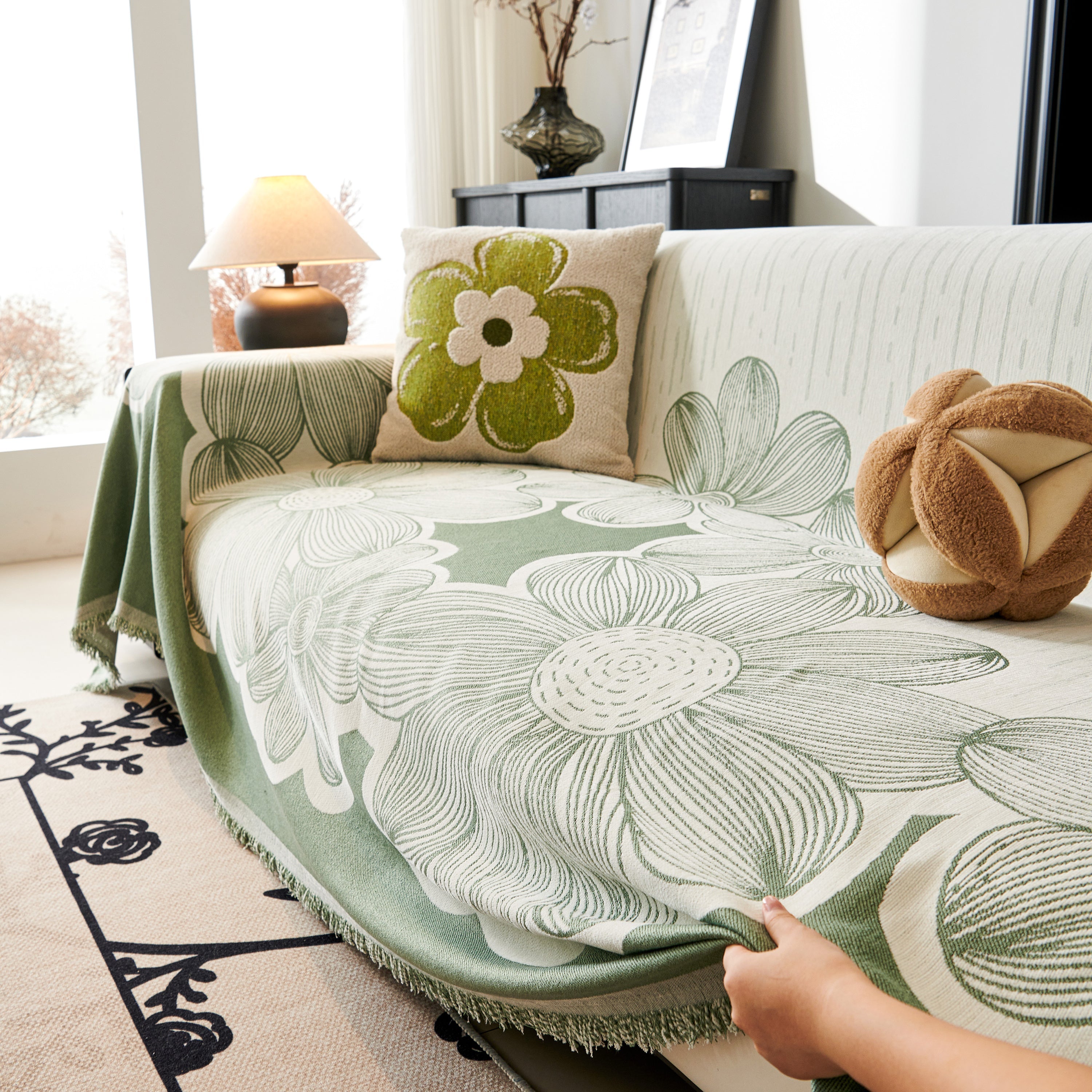 Floral Sofa Slipcovers Reversible Sofa Throw Covers With Tassels Pretty Furniture Covers For Sofas