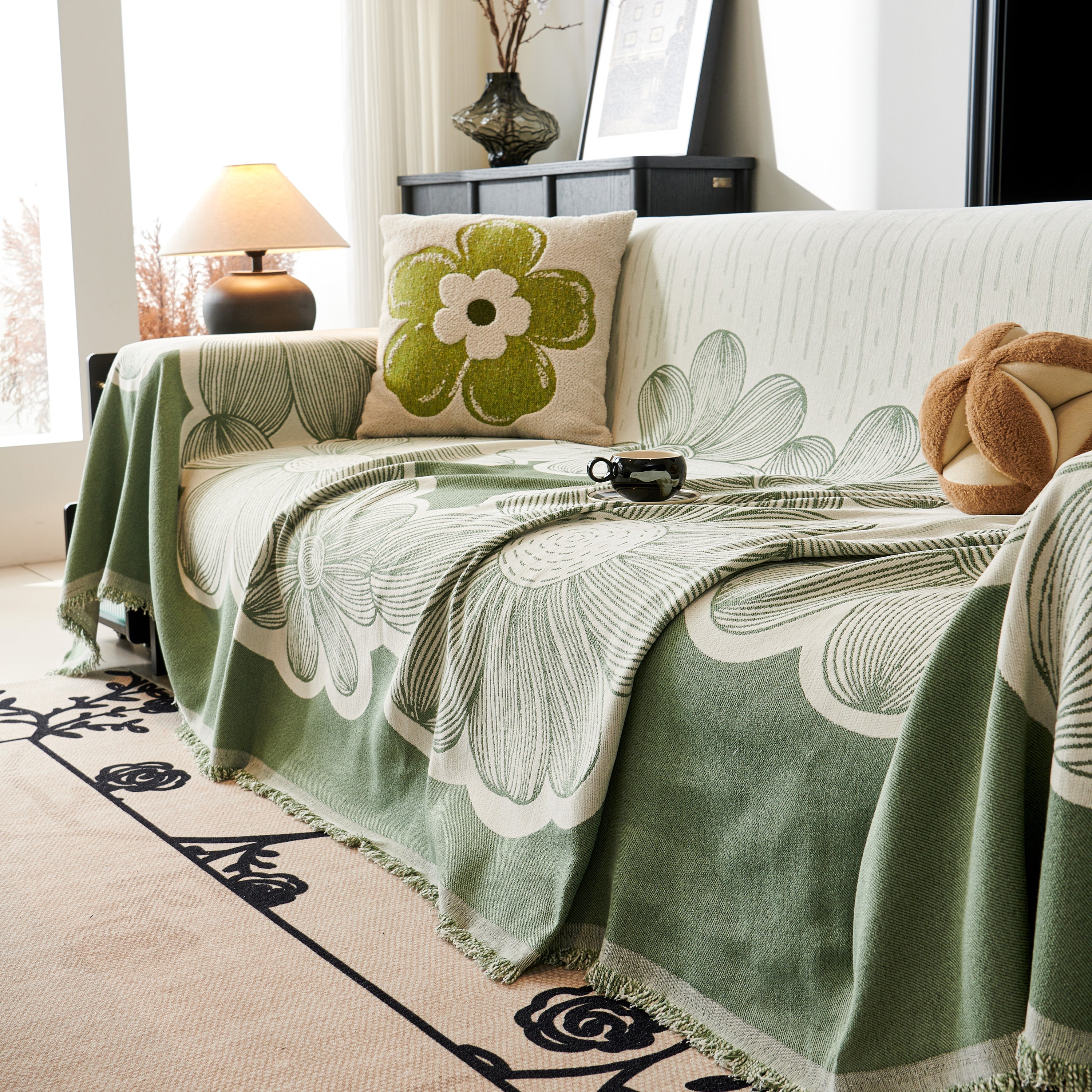 Floral Sofa Slipcovers Reversible Sofa Throw Covers With Tassels Pretty Furniture Covers For Sofas