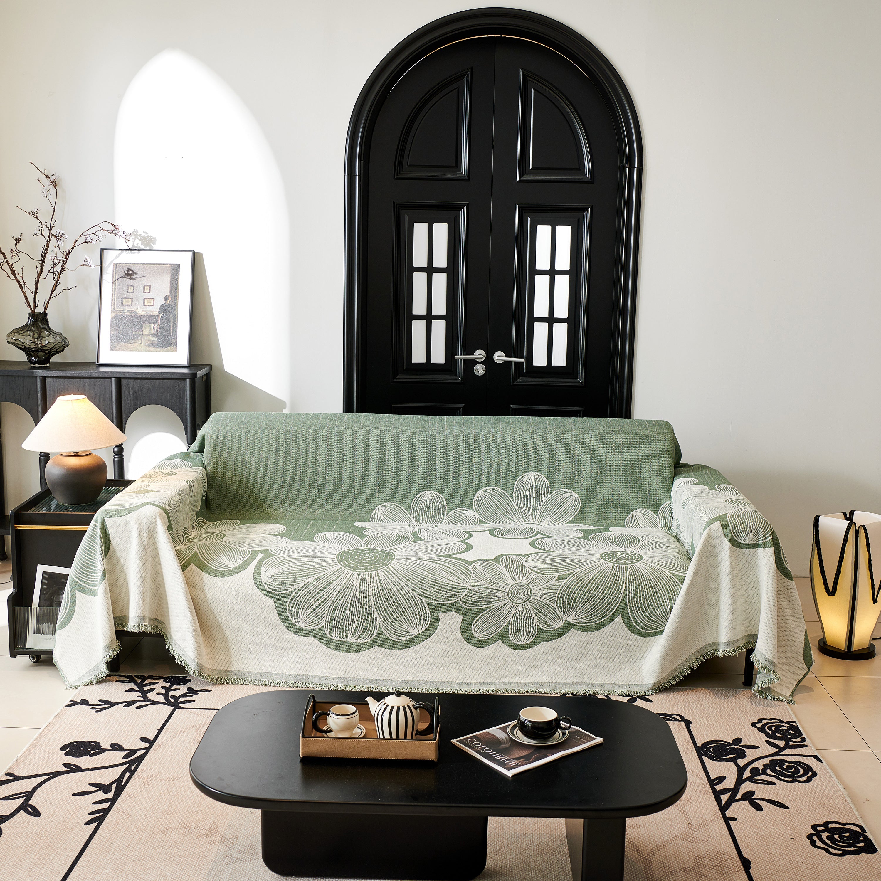 Floral Sofa Slipcovers Reversible Sofa Throw Covers With Tassels Pretty Furniture Covers For Sofas