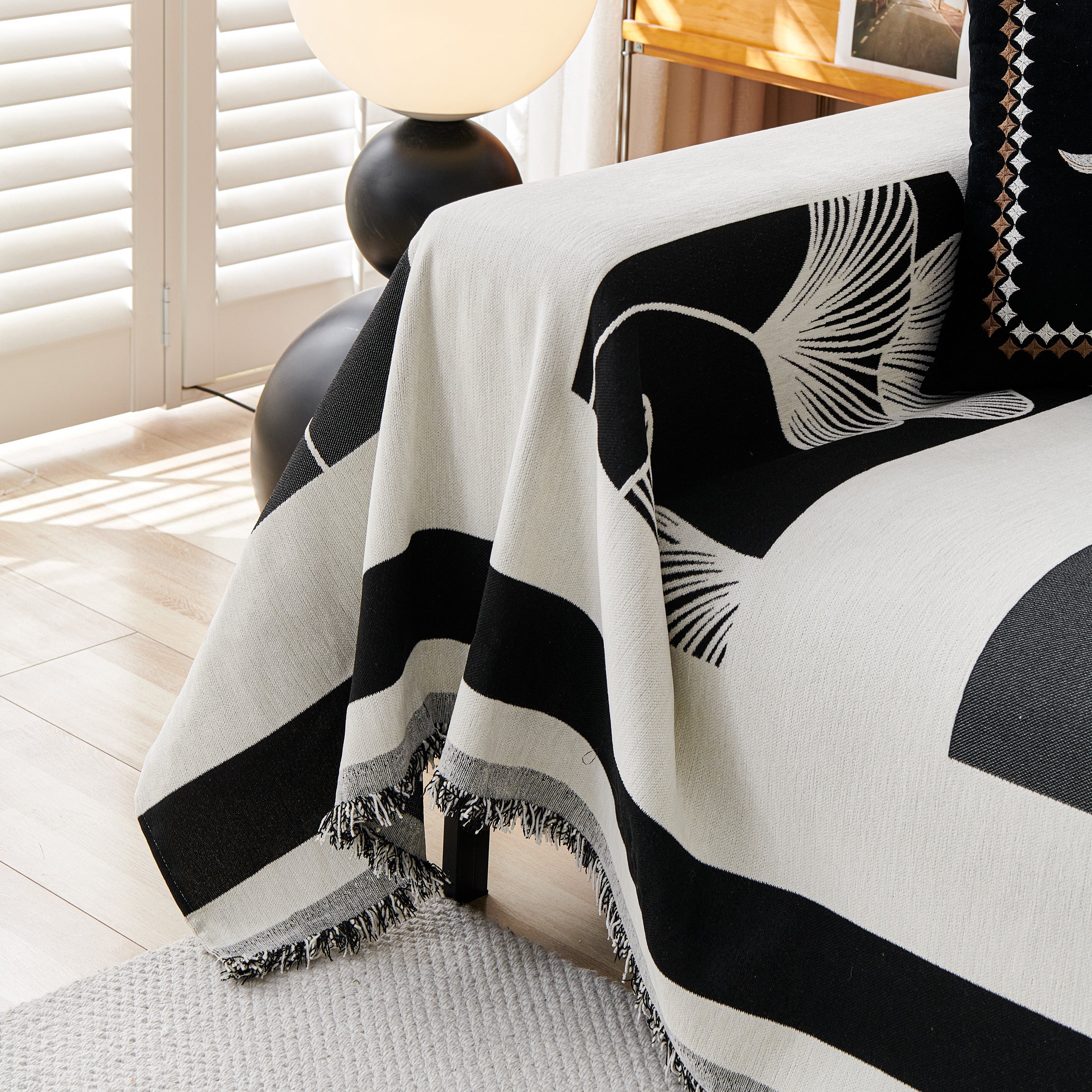 Reversible Ginkgo Leaf Furniture Slipcovers For Sofas Scratch Resistant Sectional Sofa Throw Covers