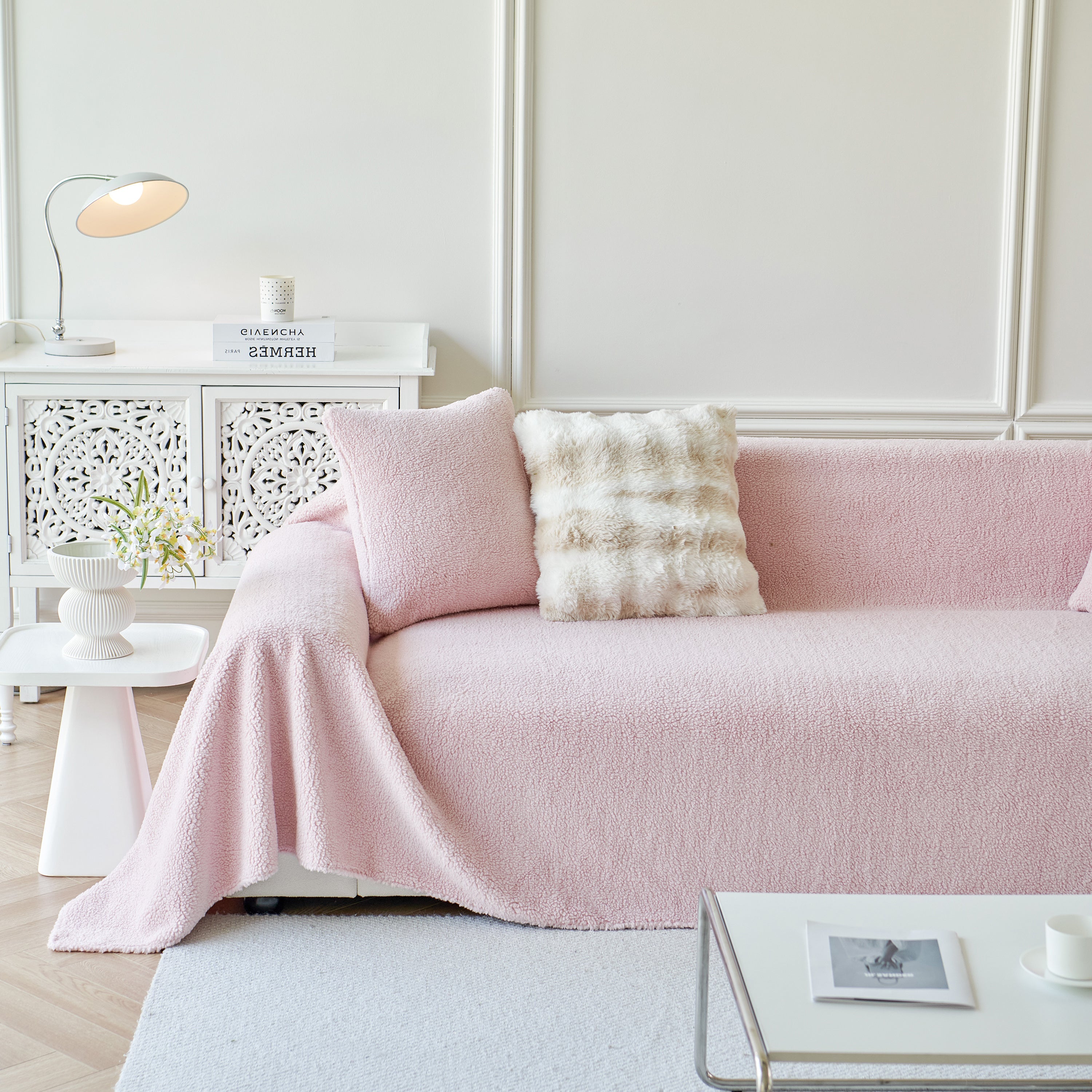 Thick Sherpa Fleece Sofa Protector Cover Stylish Durable Slipcovers For Couches And Chairs