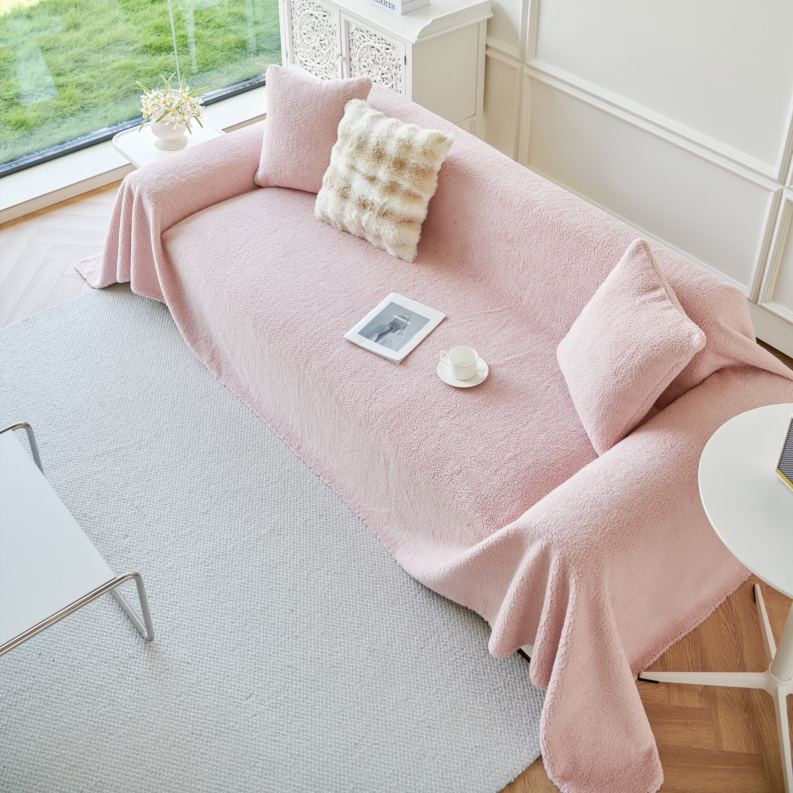 Thick Sherpa Fleece Sofa Protector Cover Stylish Durable Slipcovers For Couches And Chairs