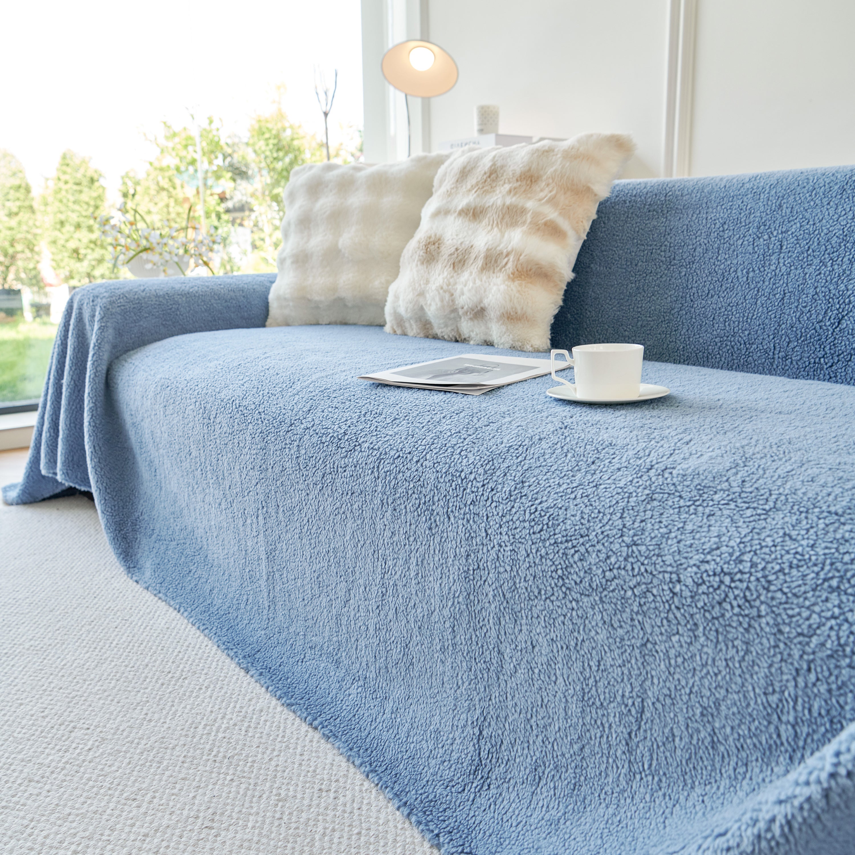 Thick Sherpa Fleece Sofa Protector Cover Stylish Durable Slipcovers For Couches And Chairs