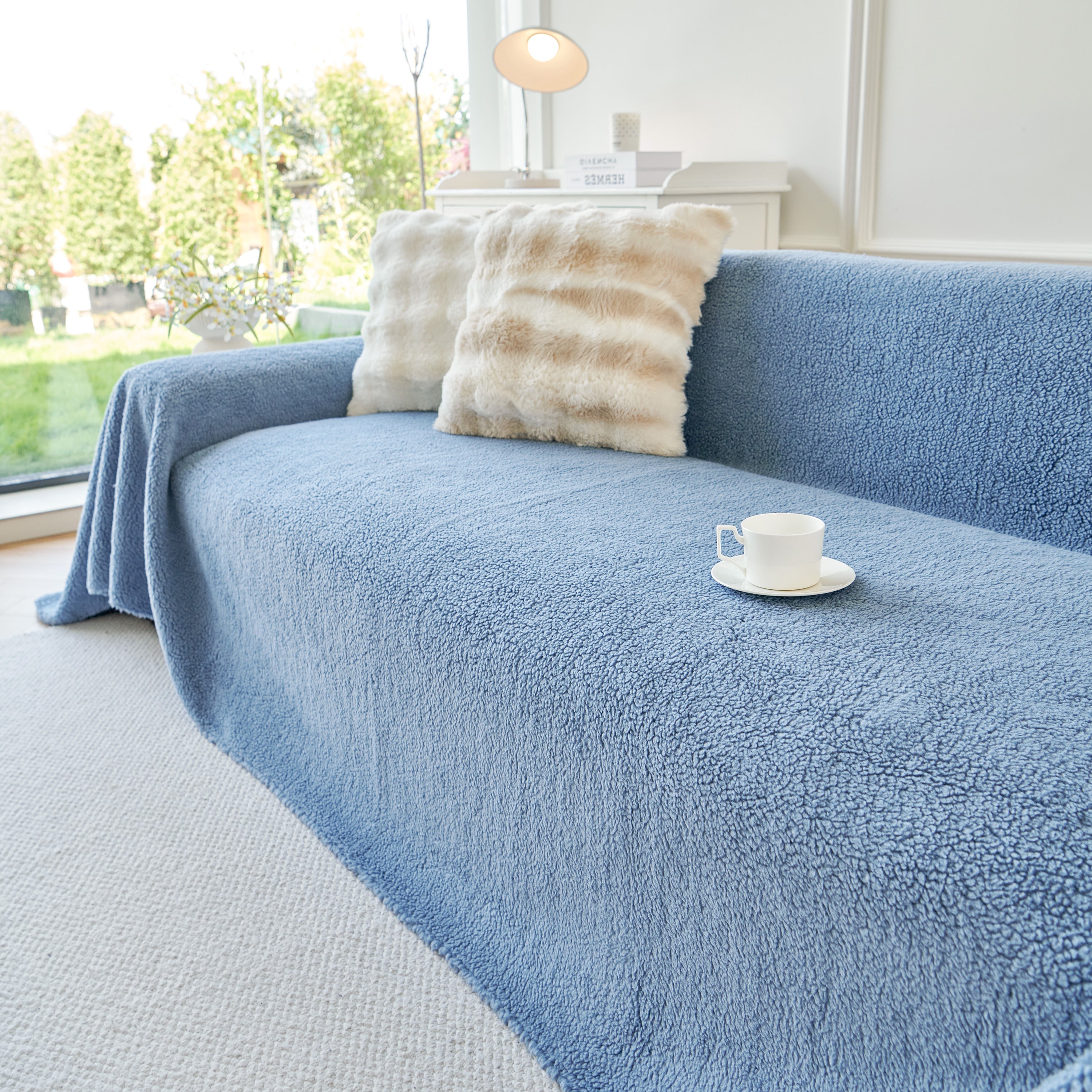 Thick Sherpa Fleece Sofa Protector Cover Stylish Durable Slipcovers For Couches And Chairs