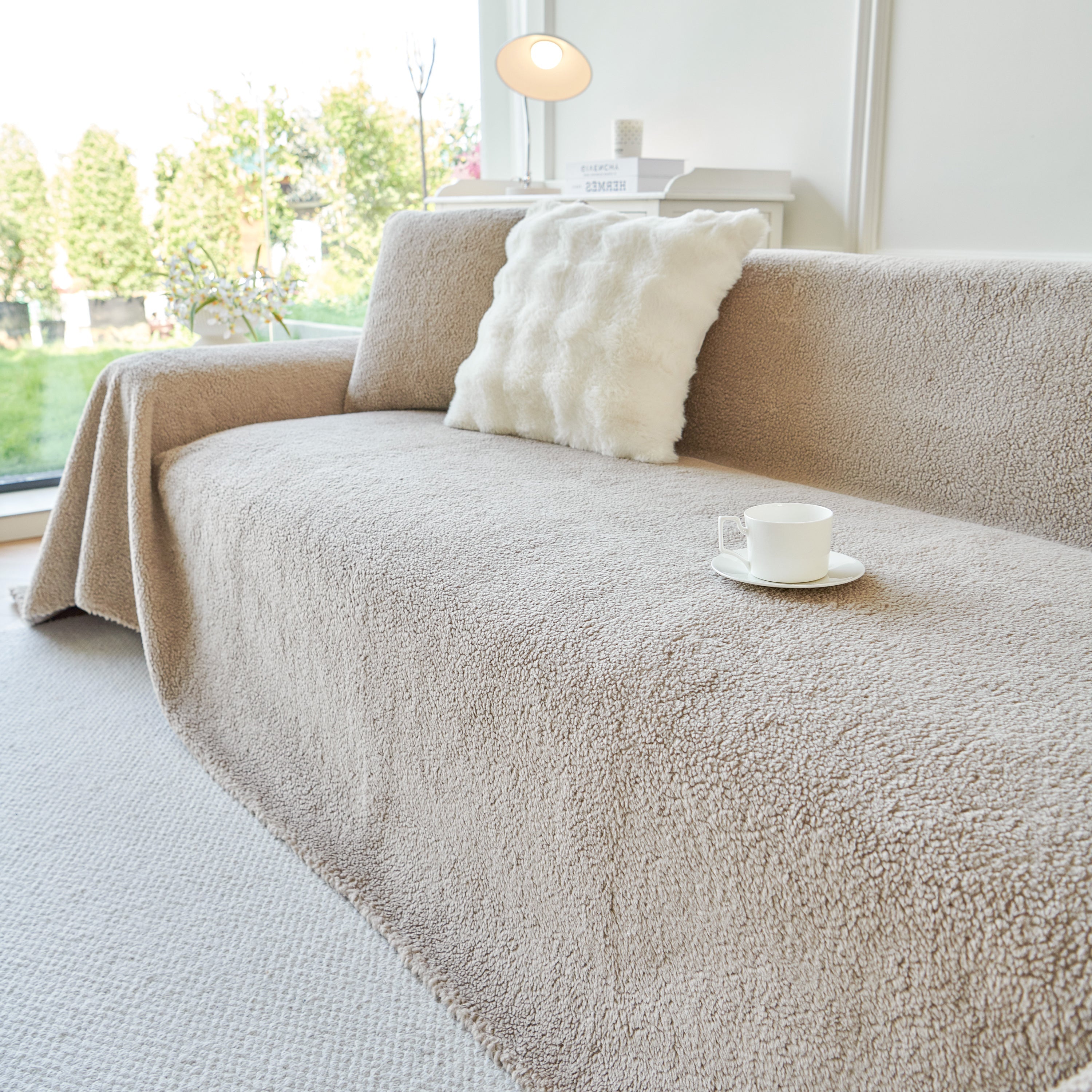 Thick Sherpa Fleece Sofa Protector Cover Stylish Durable Slipcovers For Couches And Chairs