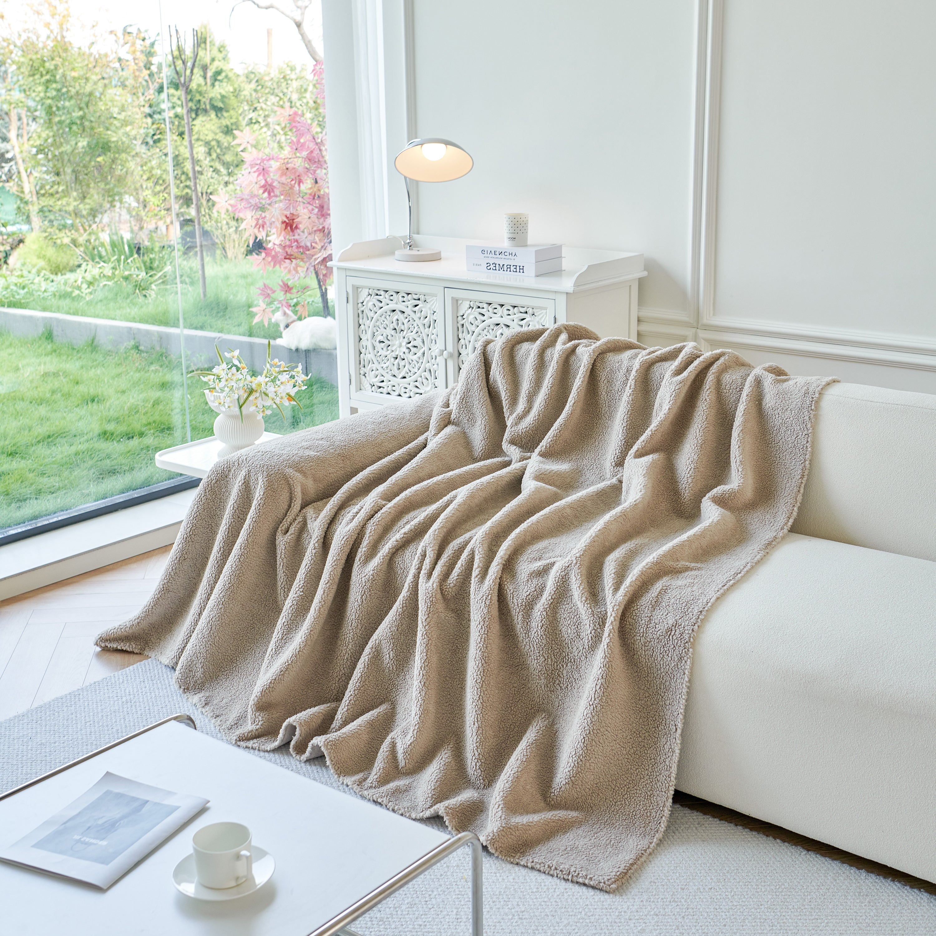 Thick Sherpa Fleece Sofa Protector Cover Stylish Durable Slipcovers For Couches And Chairs