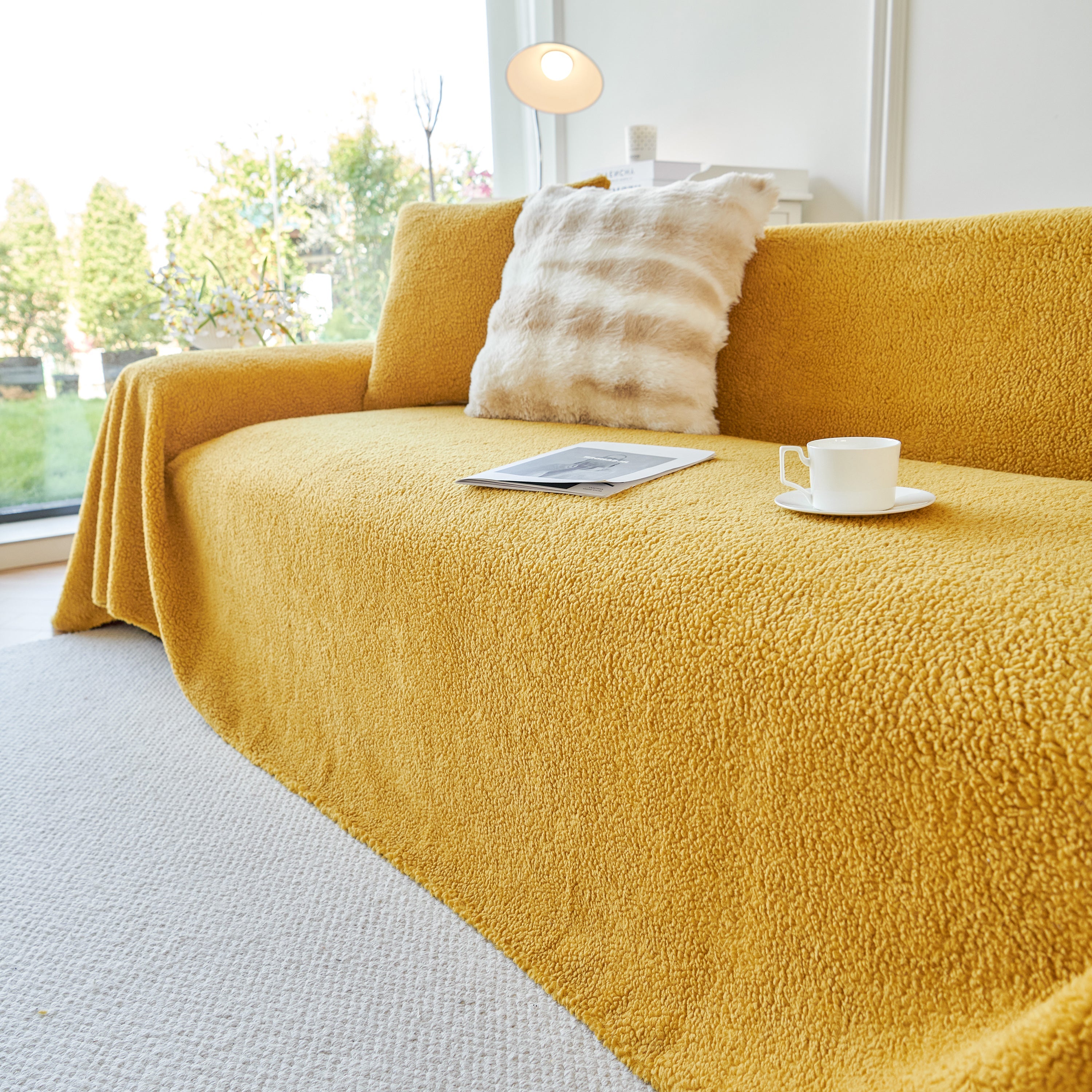 Thick Sherpa Fleece Sofa Protector Cover Stylish Durable Slipcovers For Couches And Chairs