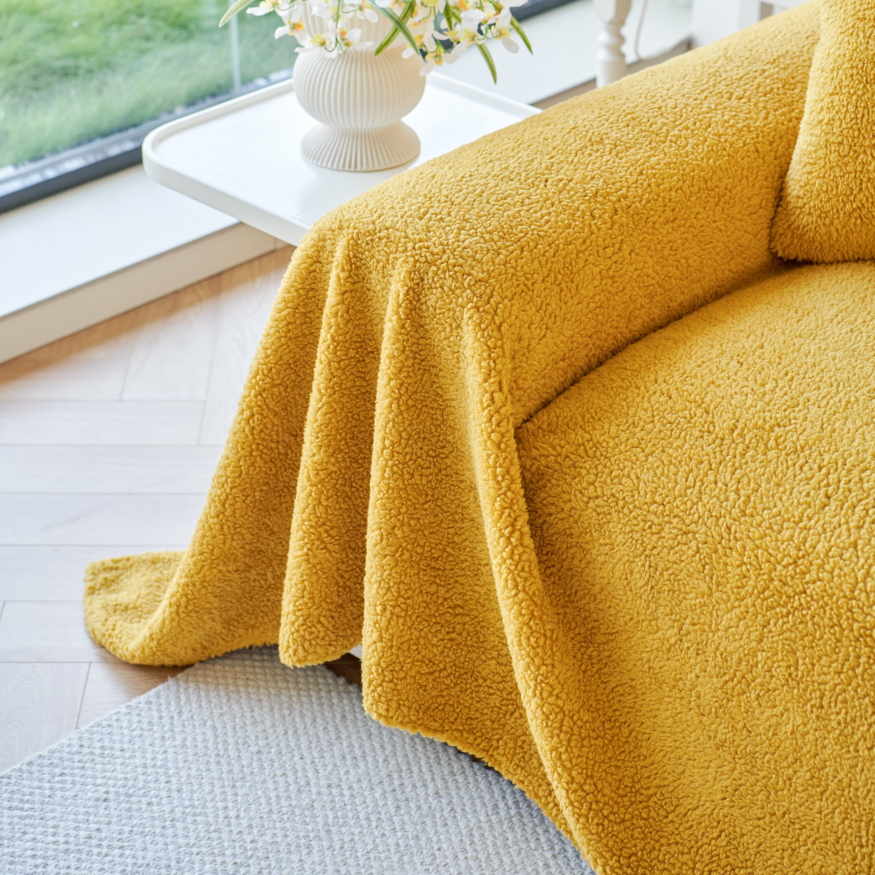 Thick Sherpa Fleece Sofa Protector Cover Stylish Durable Slipcovers For Couches And Chairs