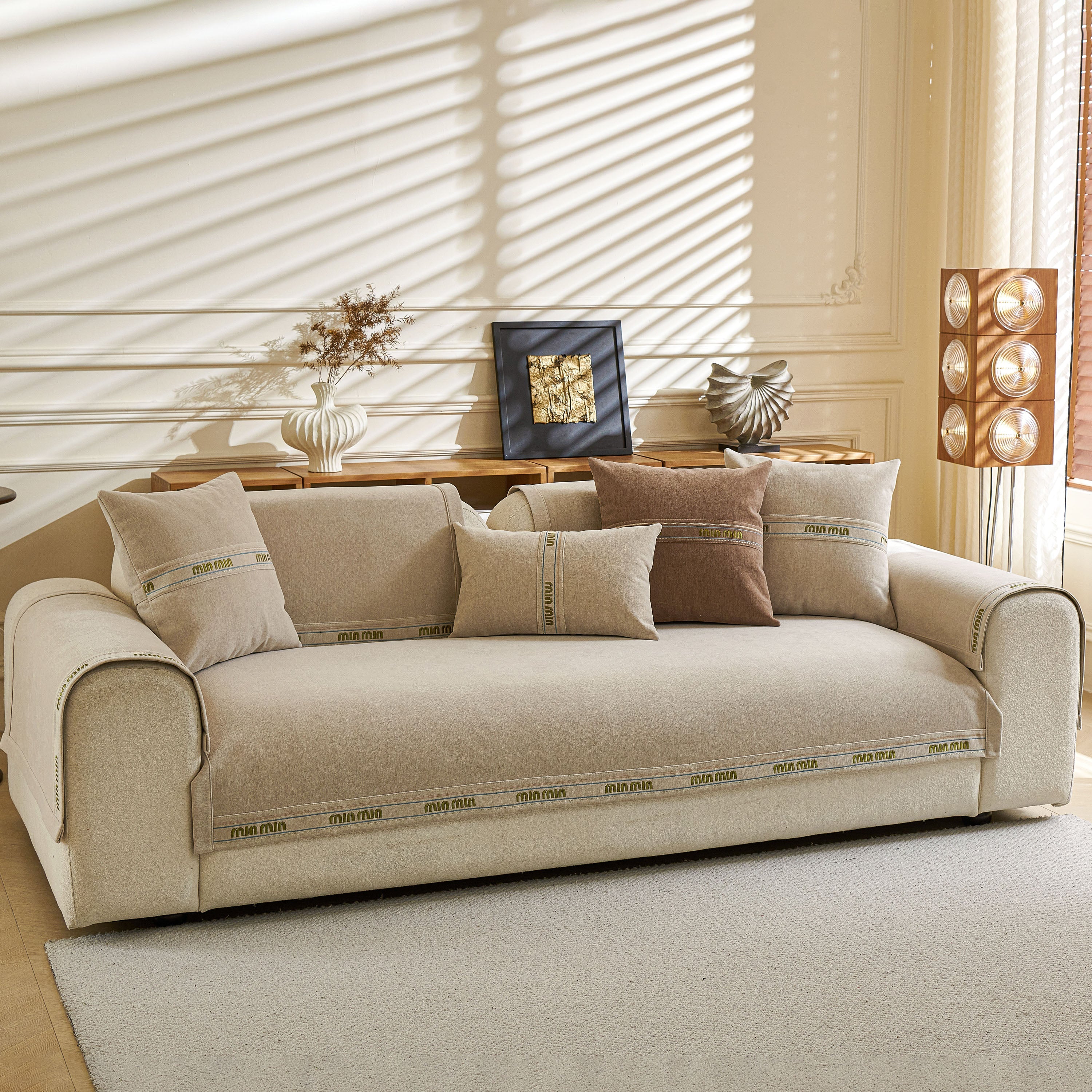Chenille Sofa Cover Pet Mat, Non-slip Couch Protector For Sectional & L-shaped Sofas