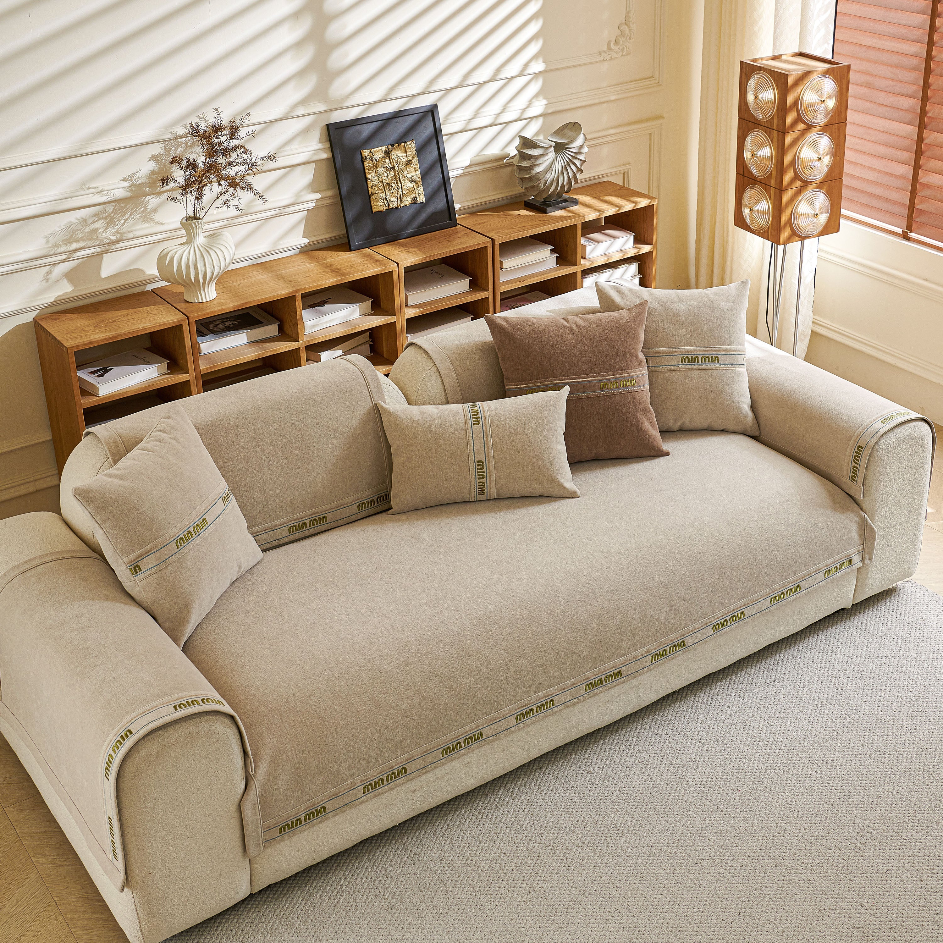 Chenille Sofa Cover Pet Mat, Non-slip Couch Protector For Sectional & L-shaped Sofas