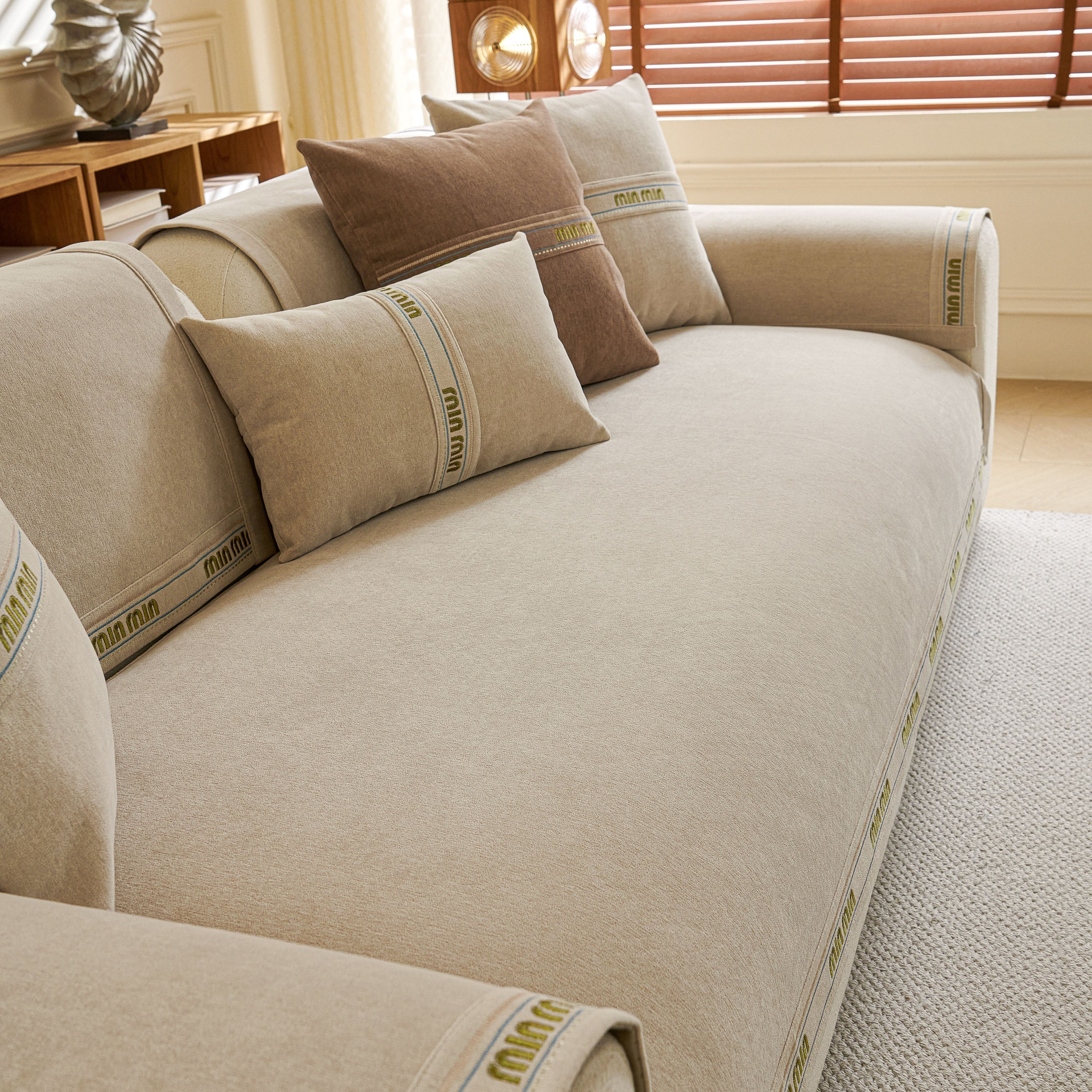 Chenille Sofa Cover Pet Mat, Non-slip Couch Protector For Sectional & L-shaped Sofas