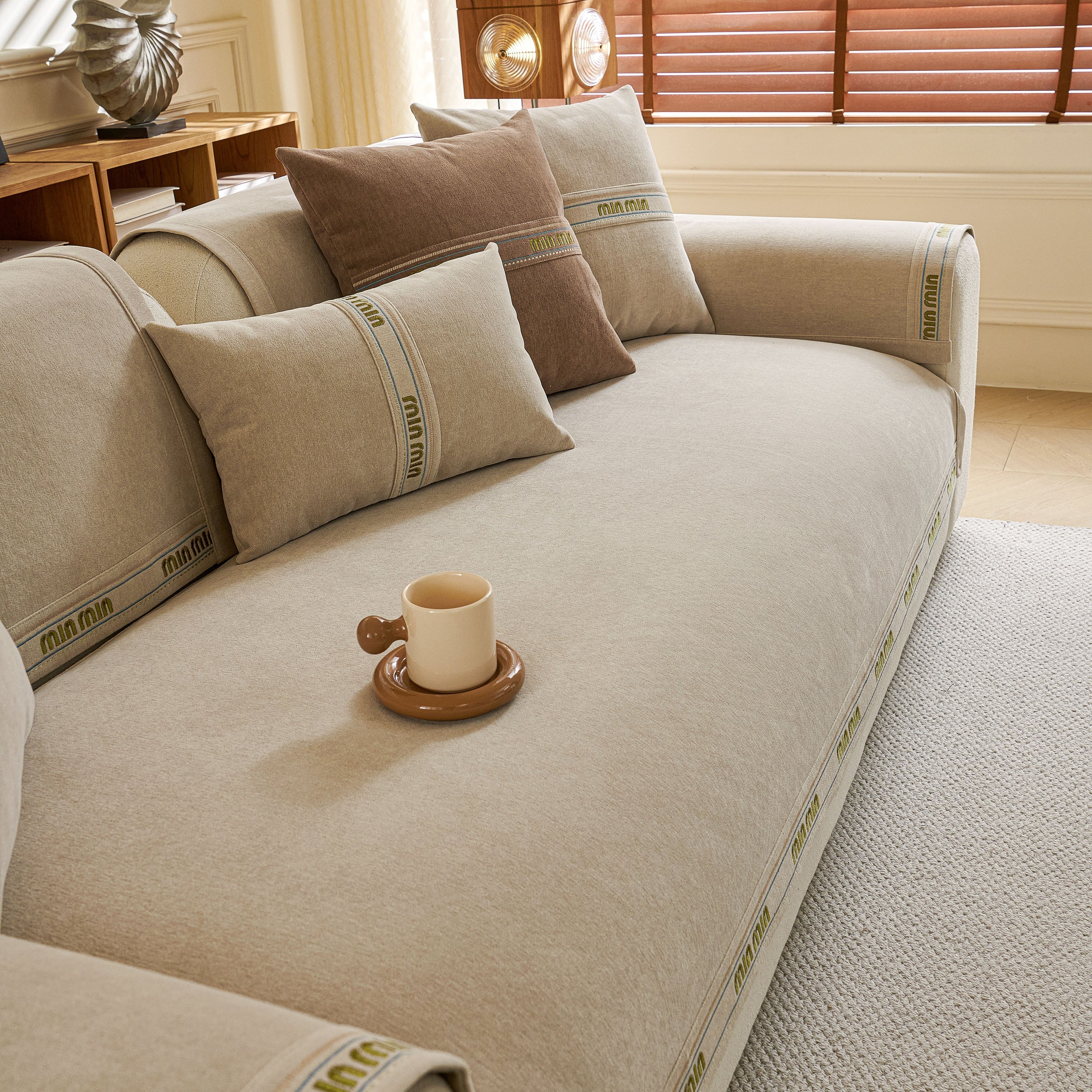 Chenille Sofa Cover Pet Mat, Non-slip Couch Protector For Sectional & L-shaped Sofas
