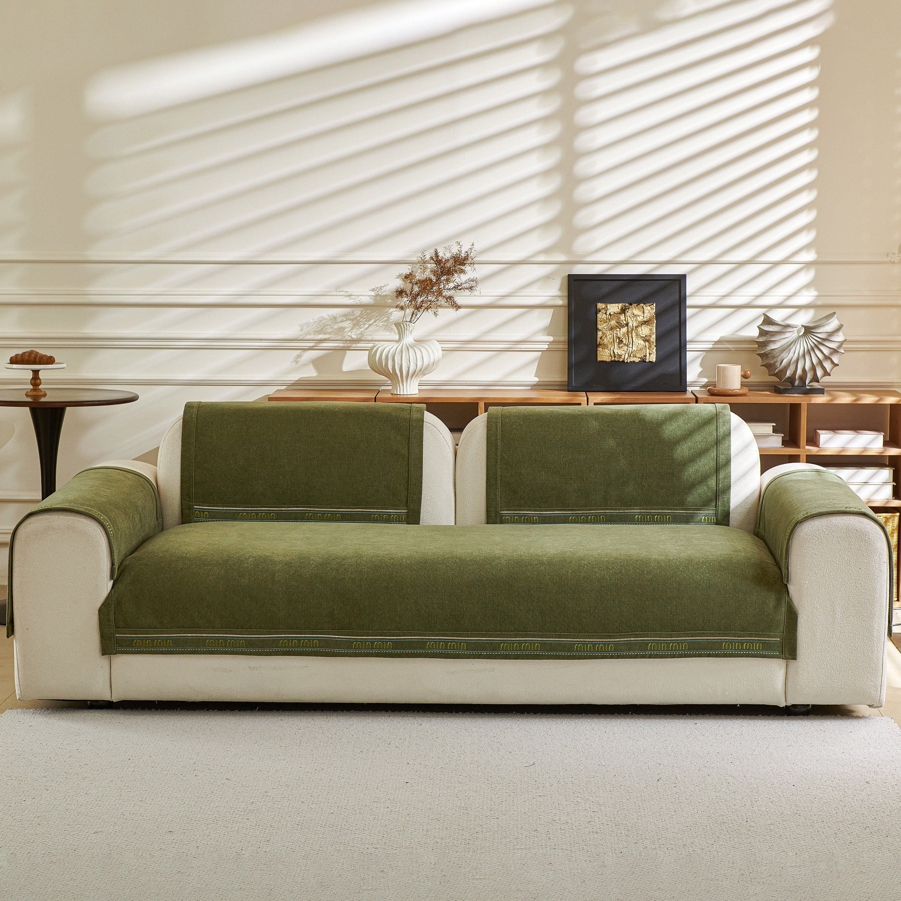 Chenille Sofa Cover Pet Mat, Non-slip Couch Protector For Sectional & L-shaped Sofas