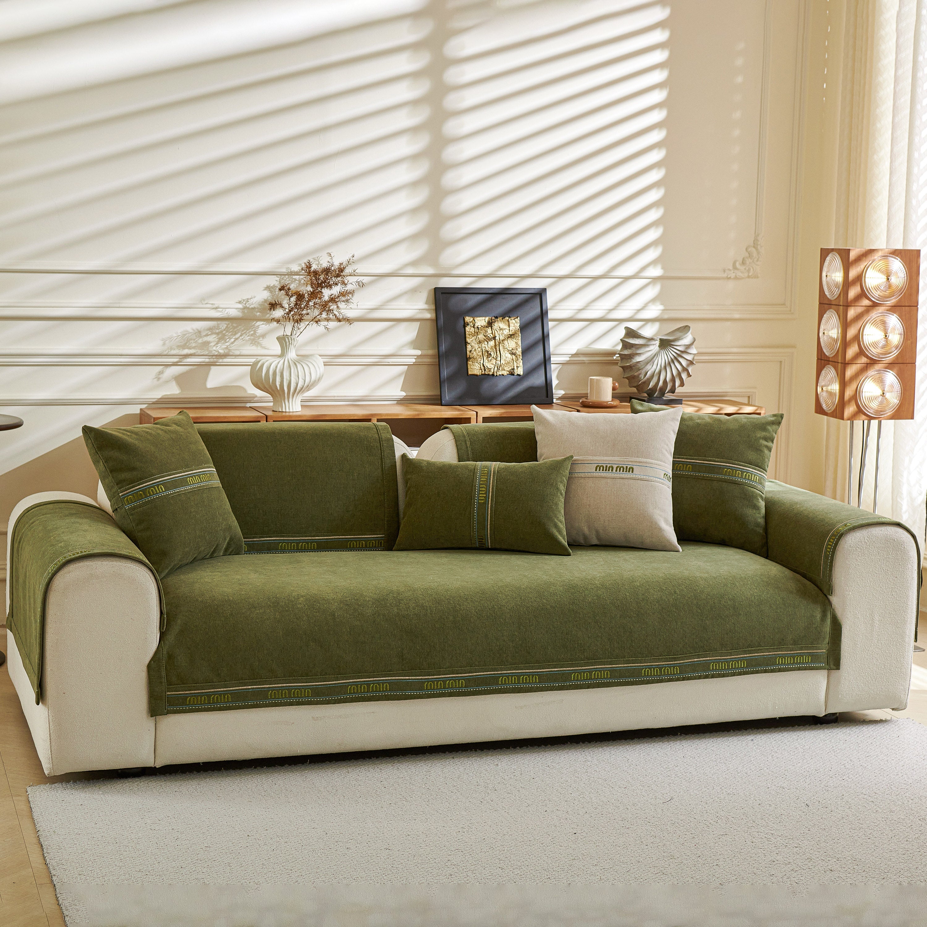 Chenille Sofa Cover Pet Mat, Non-slip Couch Protector For Sectional & L-shaped Sofas