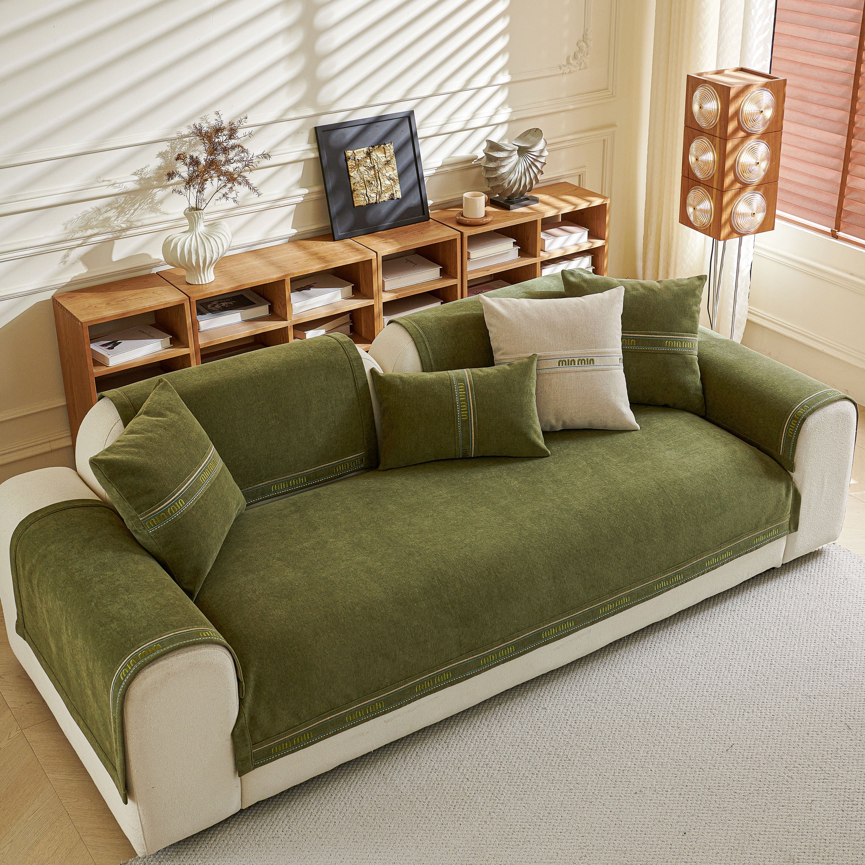 Chenille Sofa Cover Pet Mat, Non-slip Couch Protector For Sectional & L-shaped Sofas