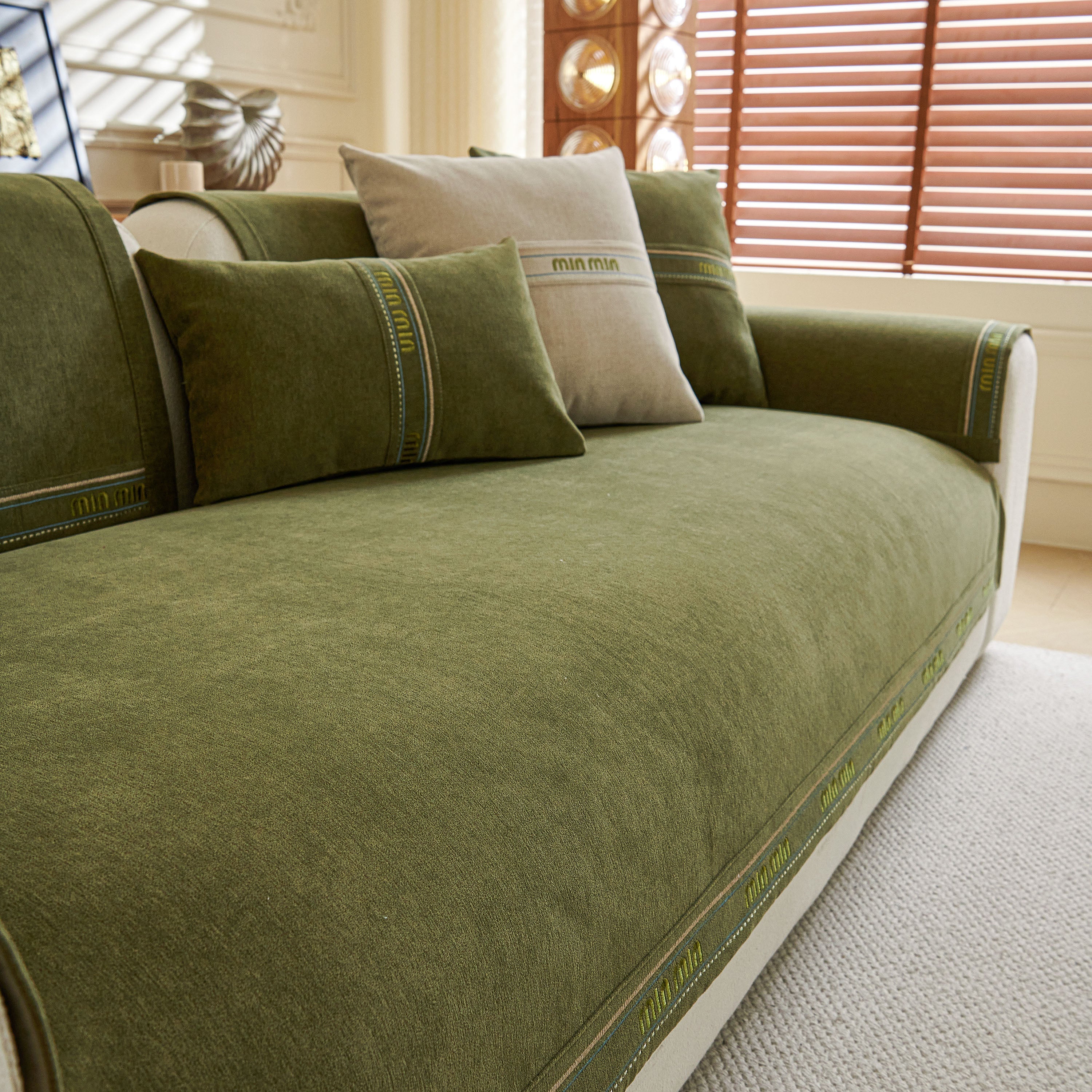 Chenille Sofa Cover Pet Mat, Non-slip Couch Protector For Sectional & L-shaped Sofas