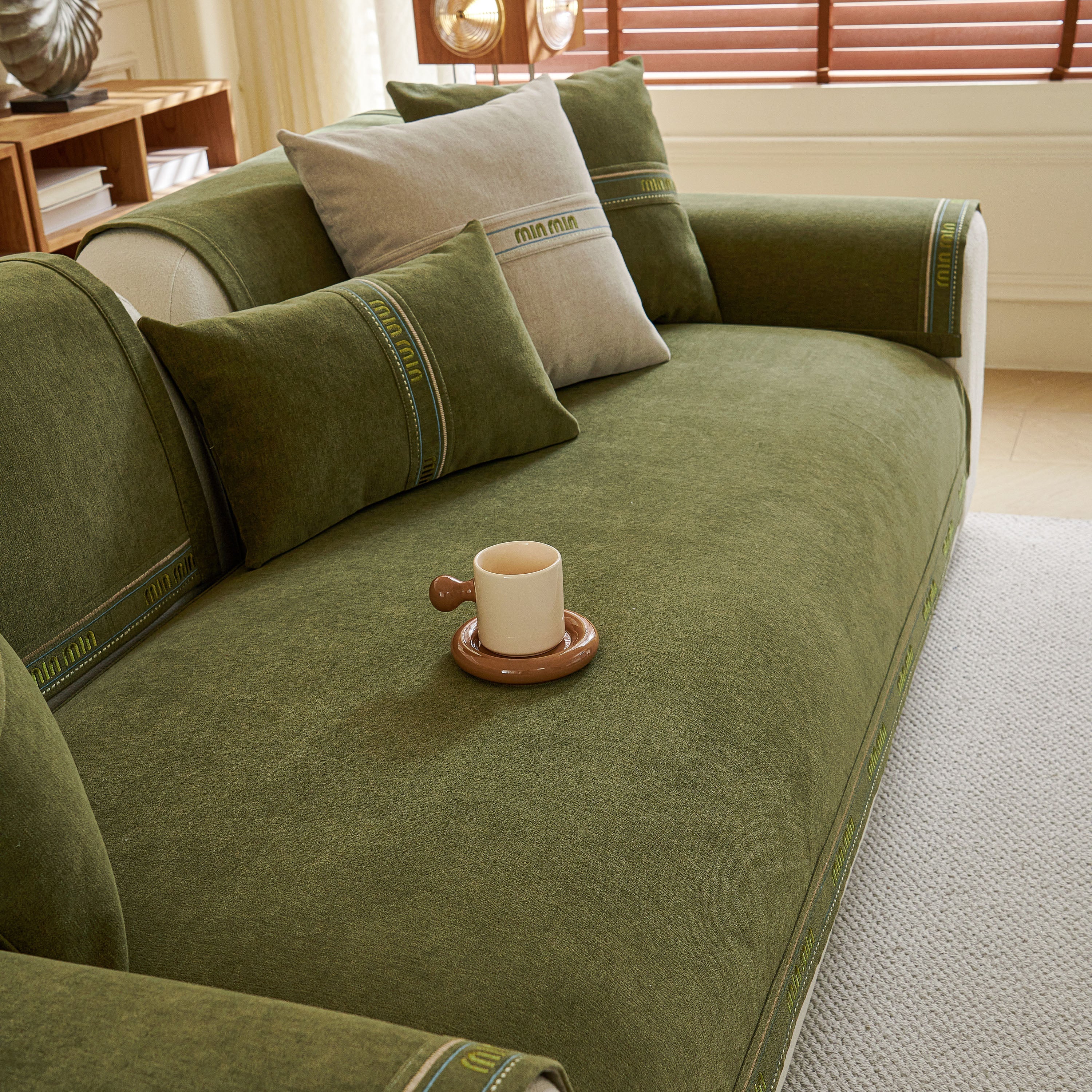 Chenille Sofa Cover Pet Mat, Non-slip Couch Protector For Sectional & L-shaped Sofas