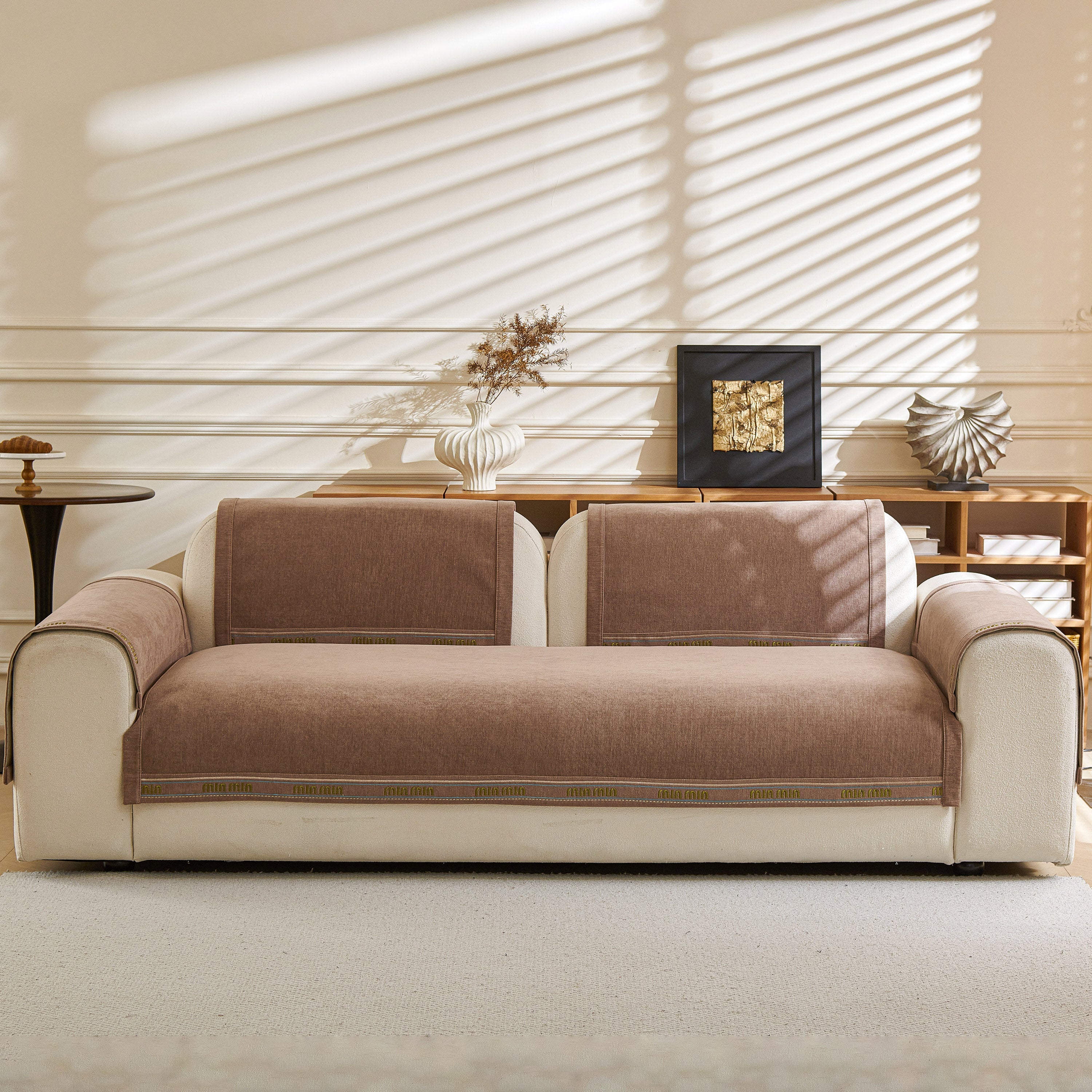 Chenille Sofa Cover Pet Mat, Non-slip Couch Protector For Sectional & L-shaped Sofas