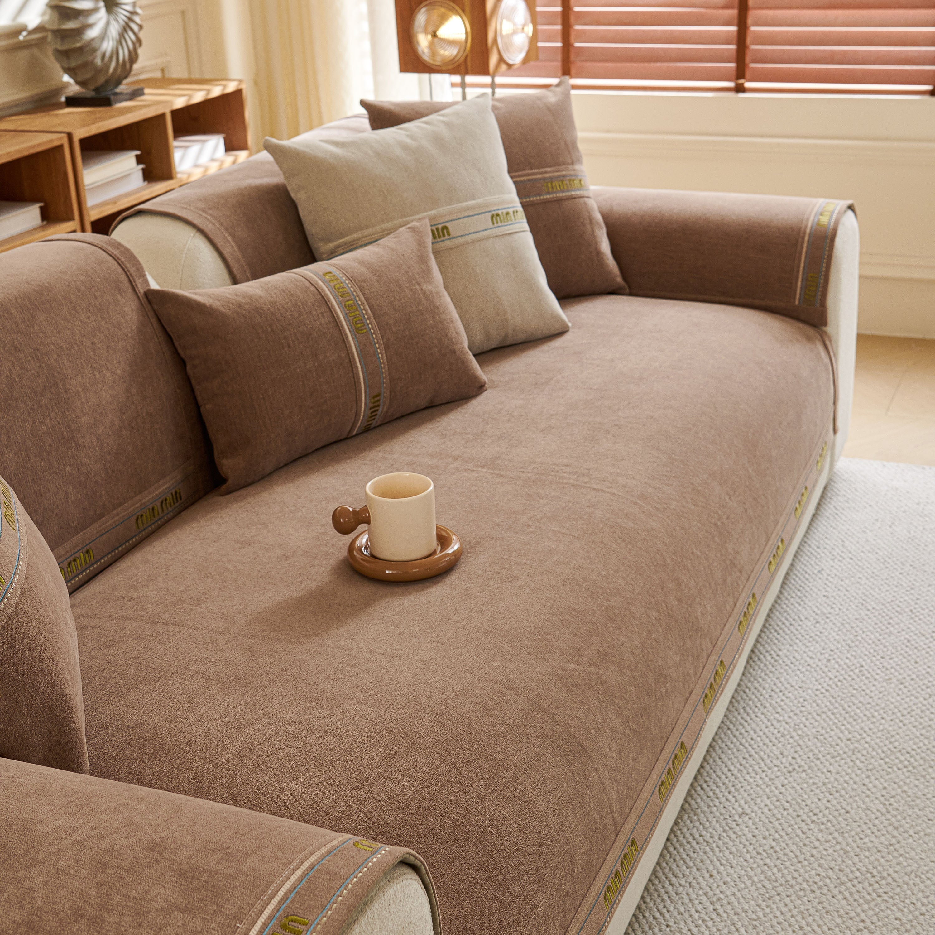 Chenille Sofa Cover Pet Mat, Non-slip Couch Protector For Sectional & L-shaped Sofas