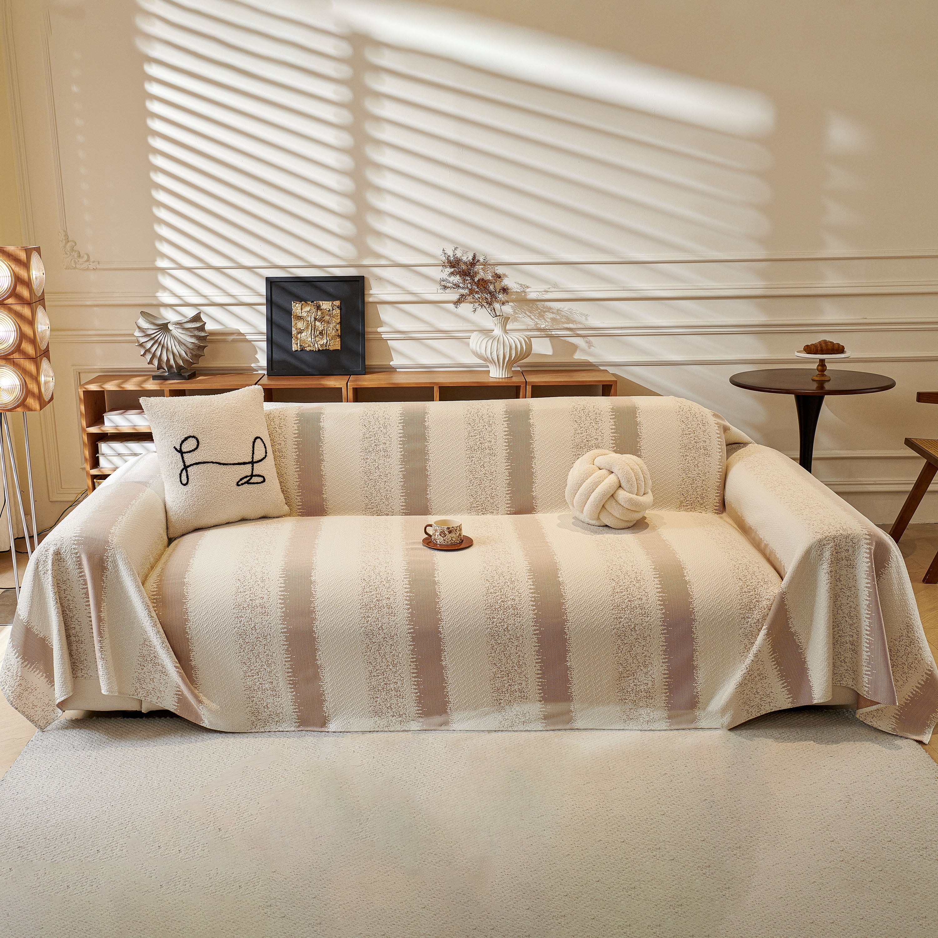 Modern Striped Sofa Throw Blanket, Lightweight Couch Cover For Summer Seating