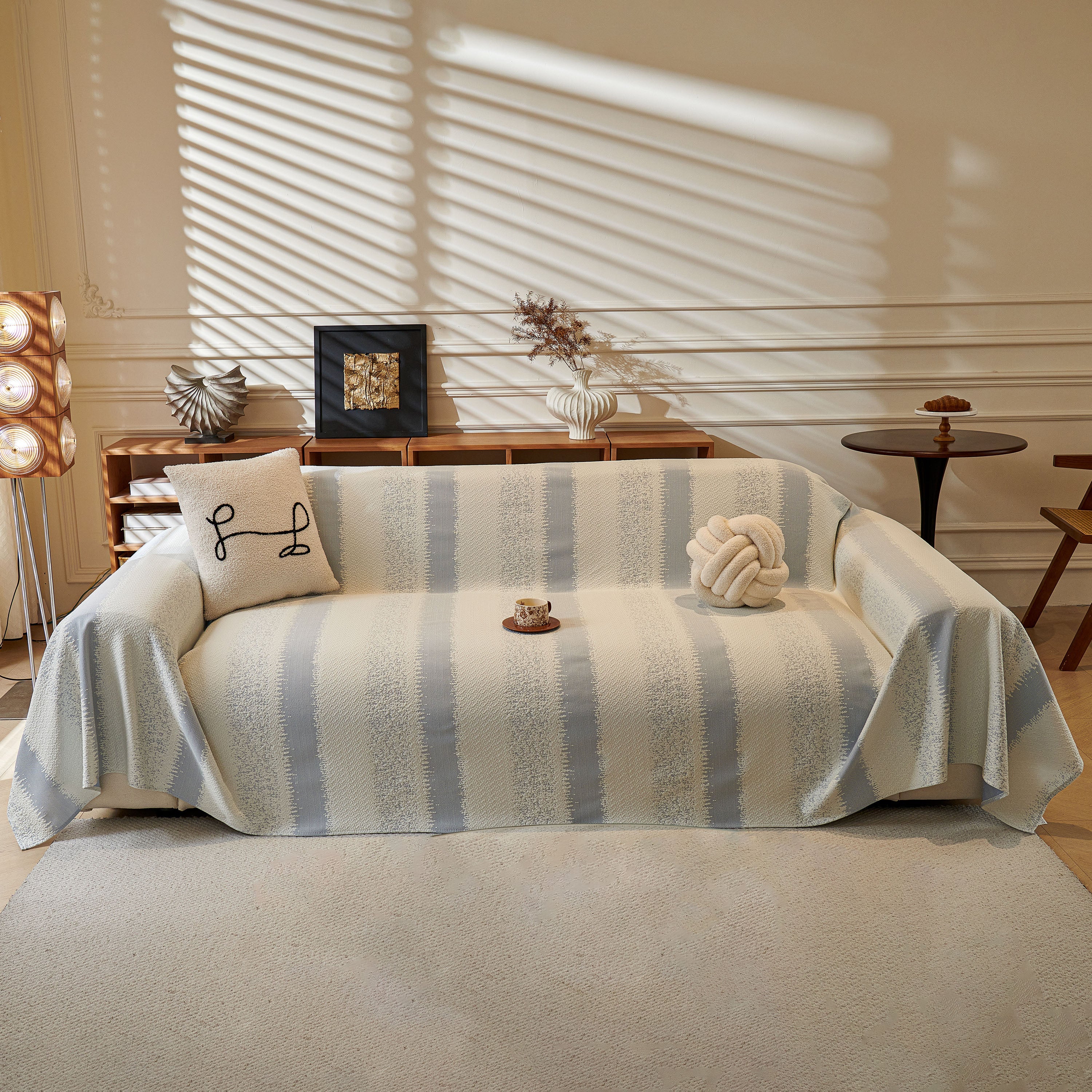 Modern Striped Sofa Throw Blanket, Lightweight Couch Cover For Summer Seating