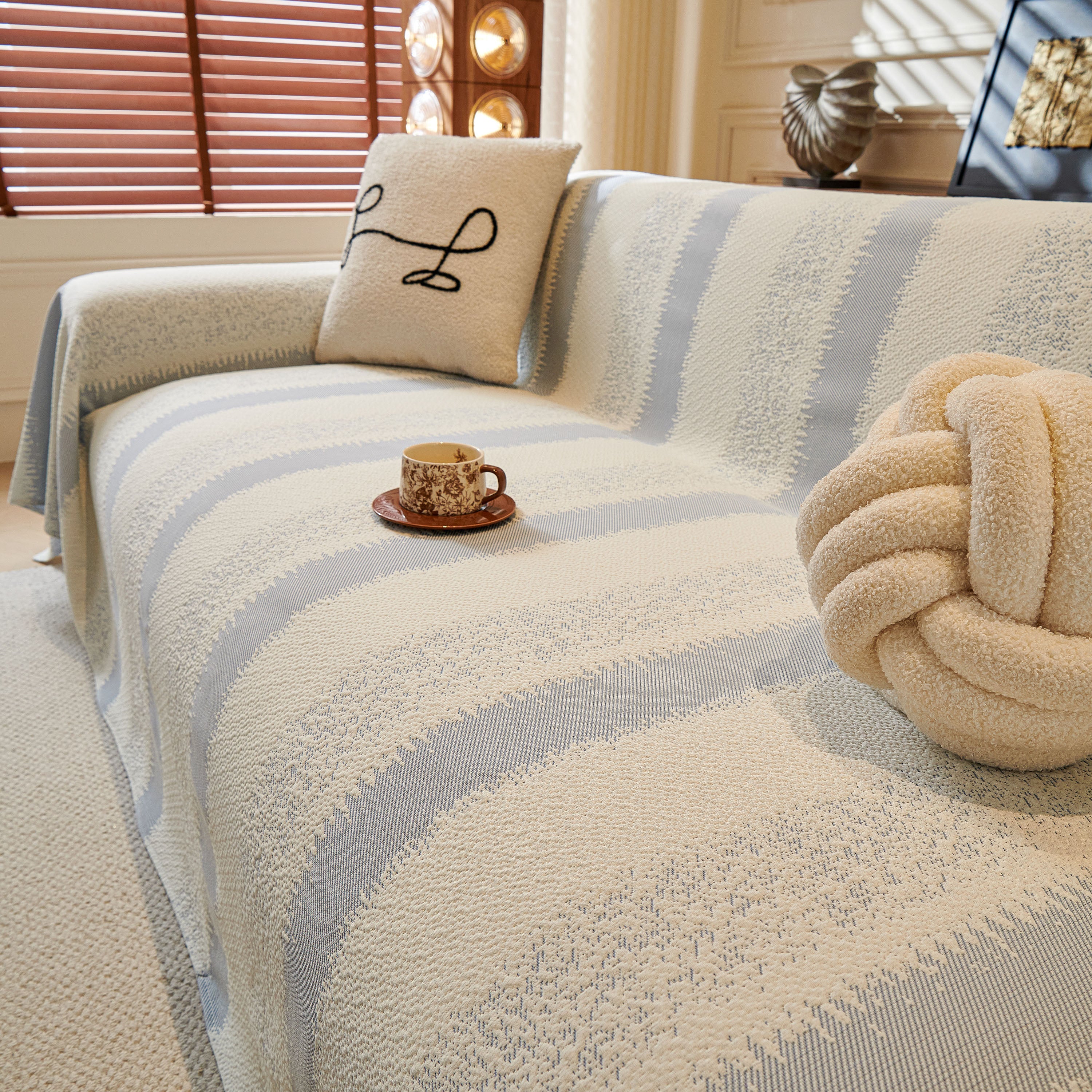 Modern Striped Sofa Throw Blanket, Lightweight Couch Cover For Summer Seating