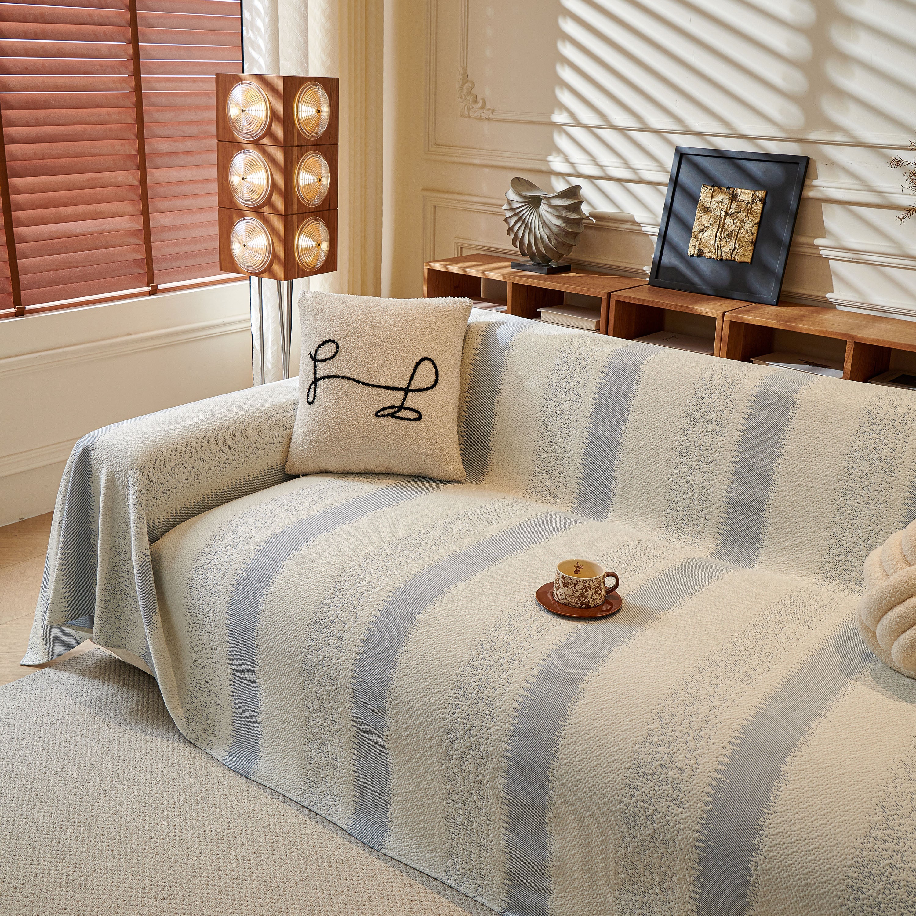 Modern Striped Sofa Throw Blanket, Lightweight Couch Cover For Summer Seating
