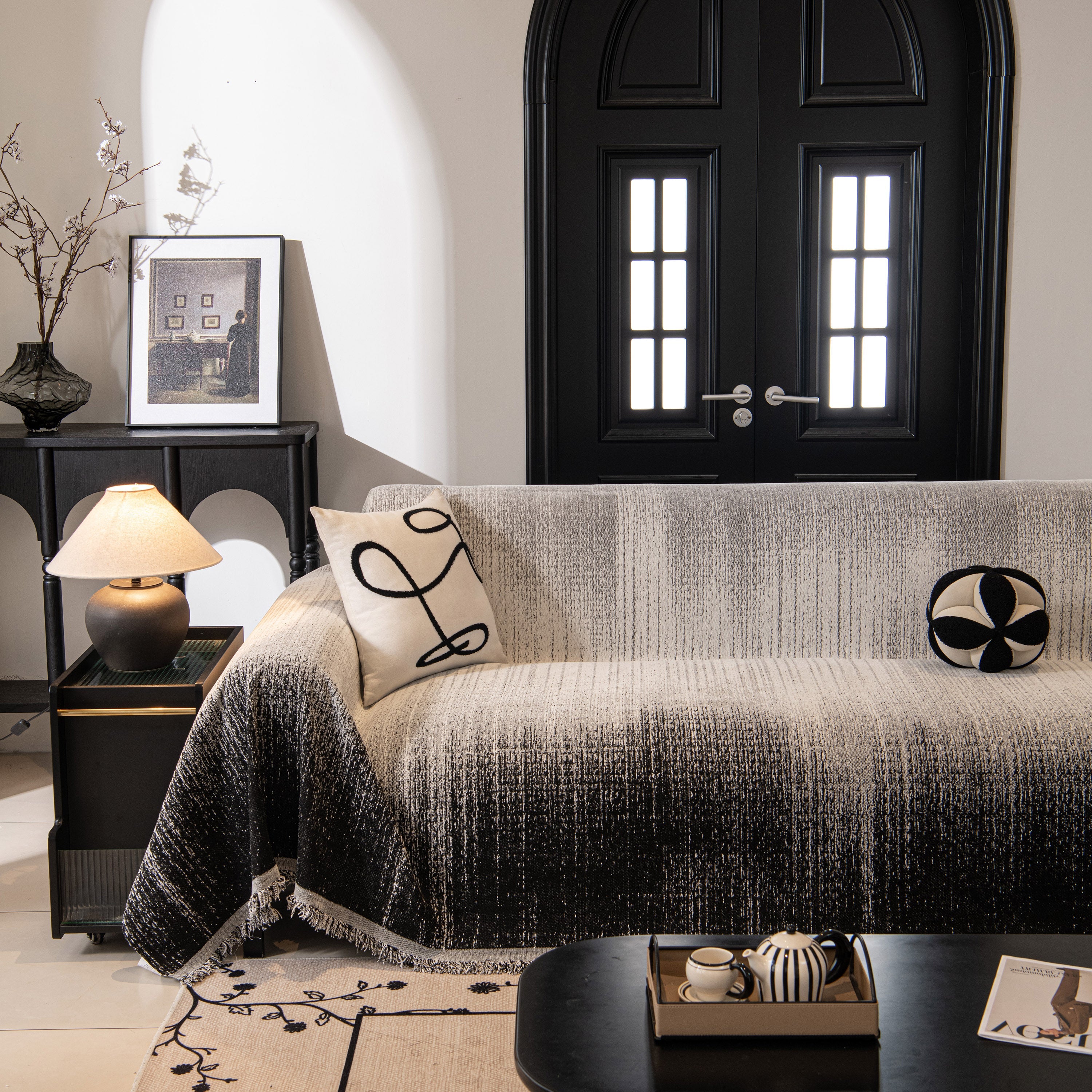 Modern Textured Sofa Cover Blanket, Tightly Woven Pet Sofa Throw For Sectional Couches