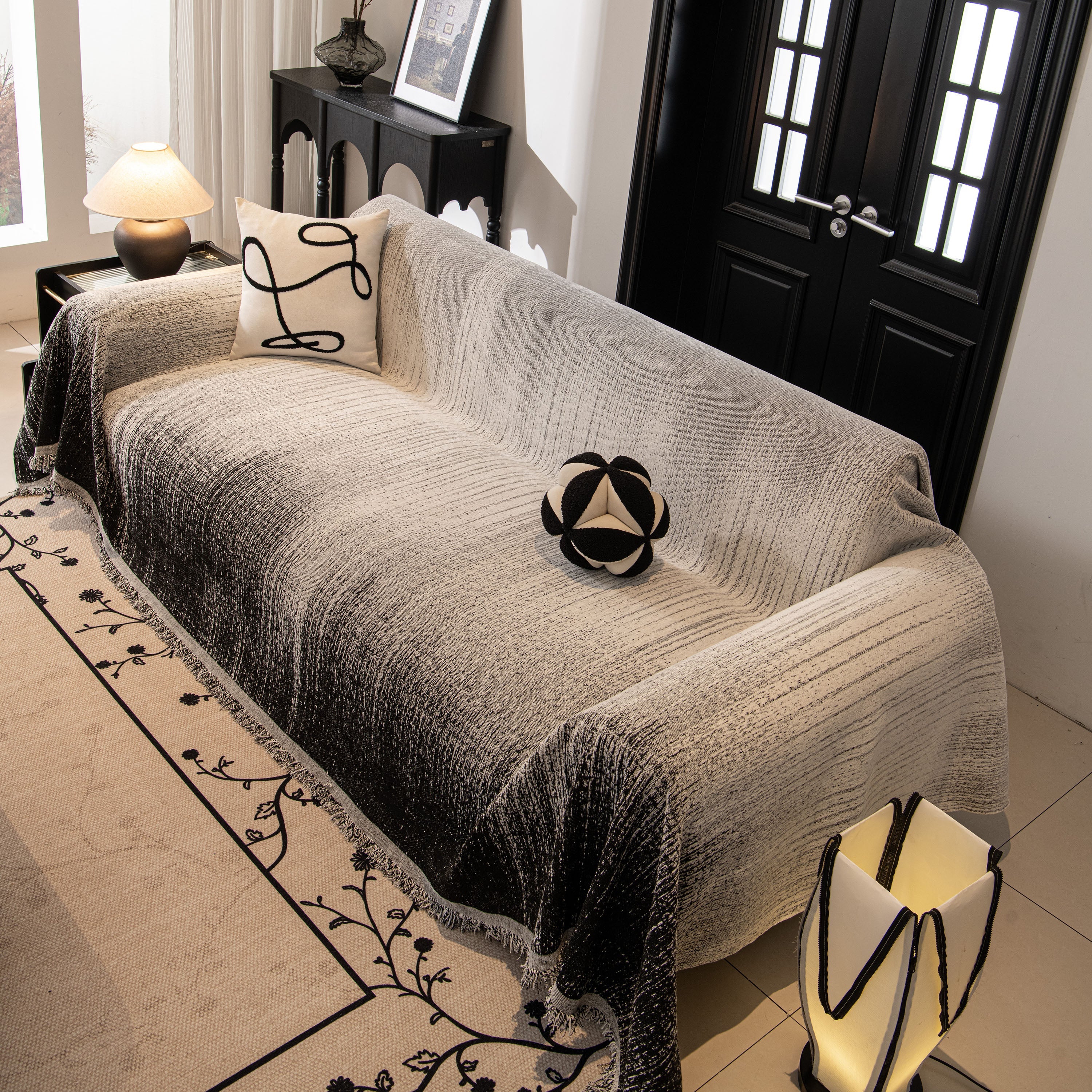 Modern Textured Sofa Cover Blanket, Tightly Woven Pet Sofa Throw For Sectional Couches