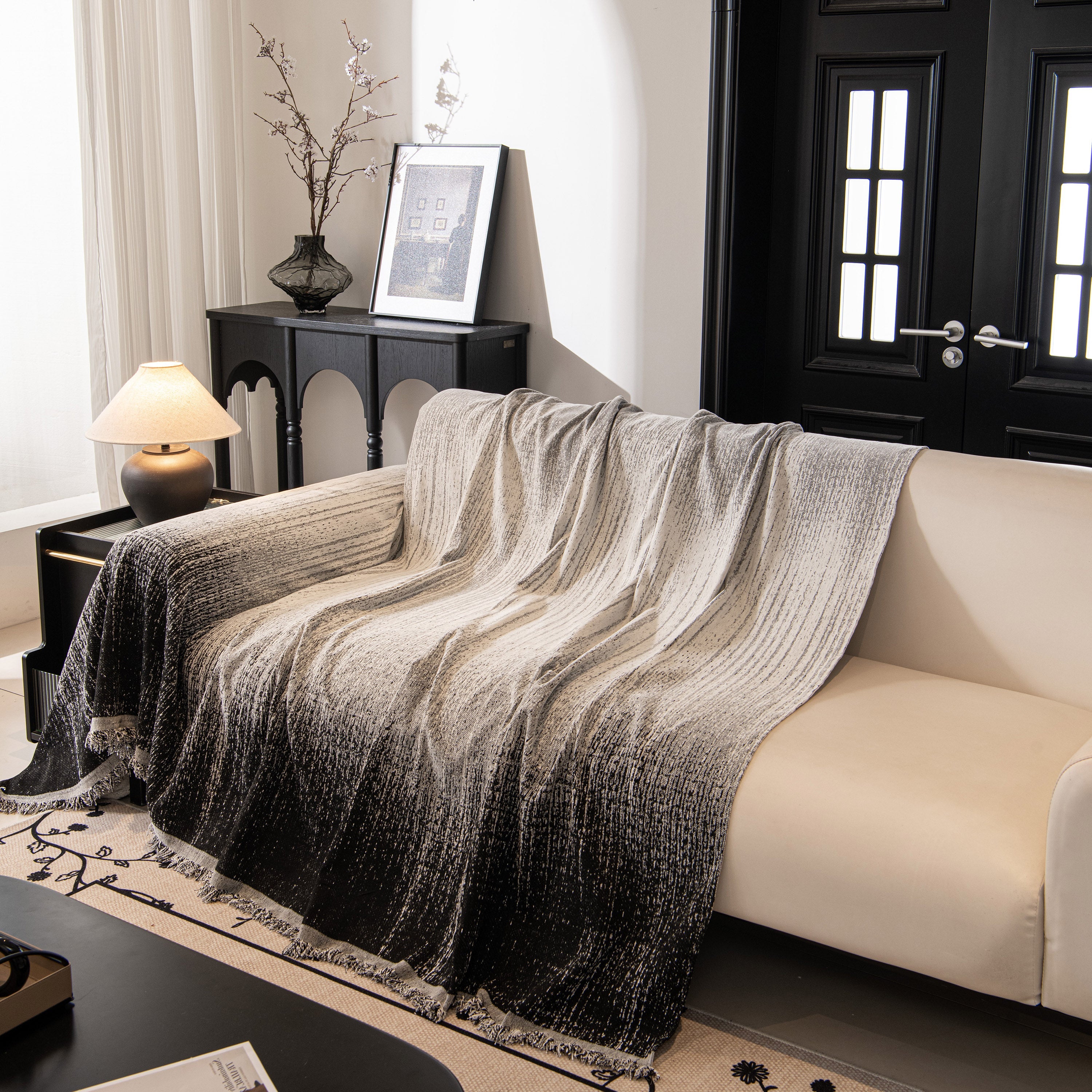 Modern Textured Sofa Cover Blanket, Tightly Woven Pet Sofa Throw For Sectional Couches