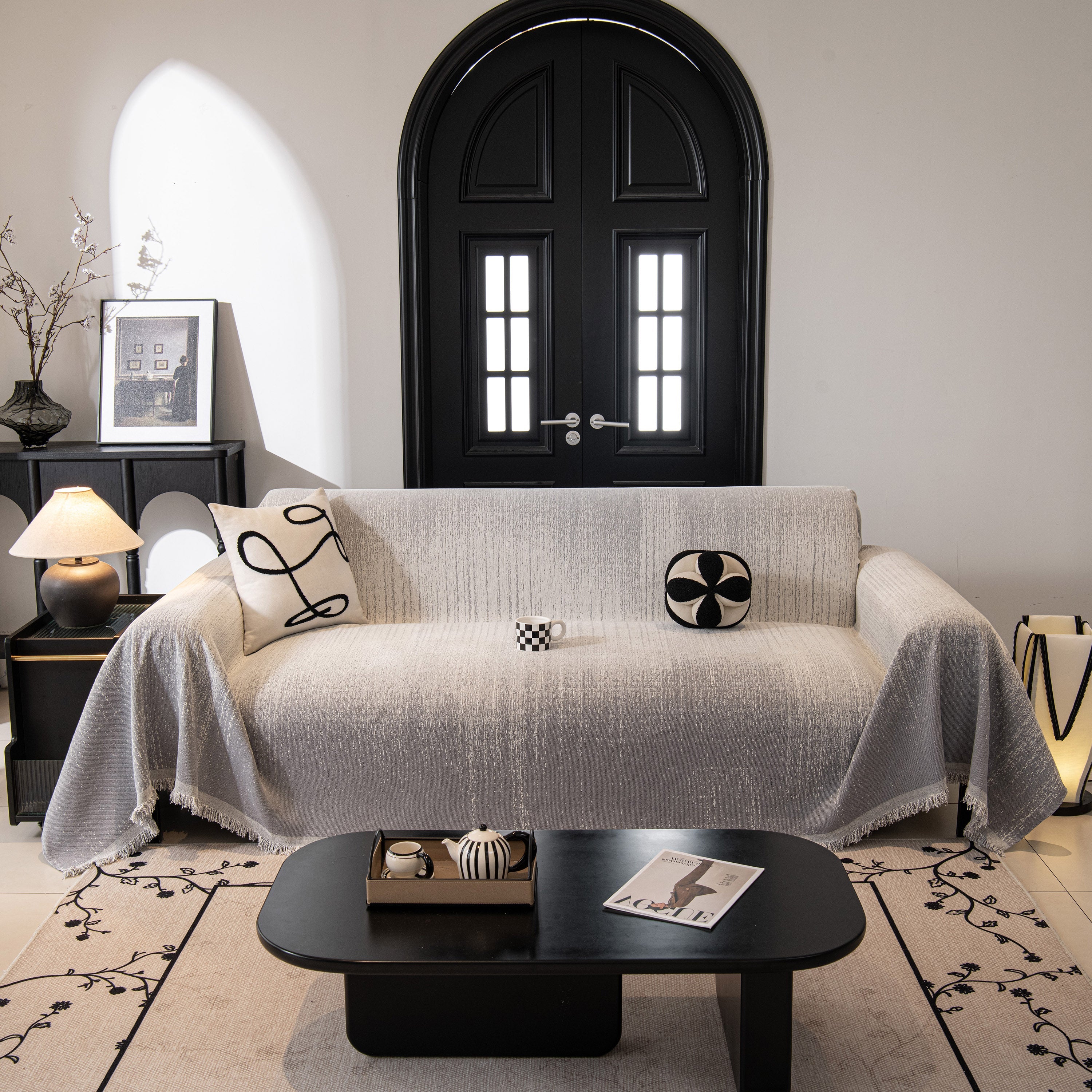 Modern Textured Sofa Cover Blanket, Tightly Woven Pet Sofa Throw For Sectional Couches