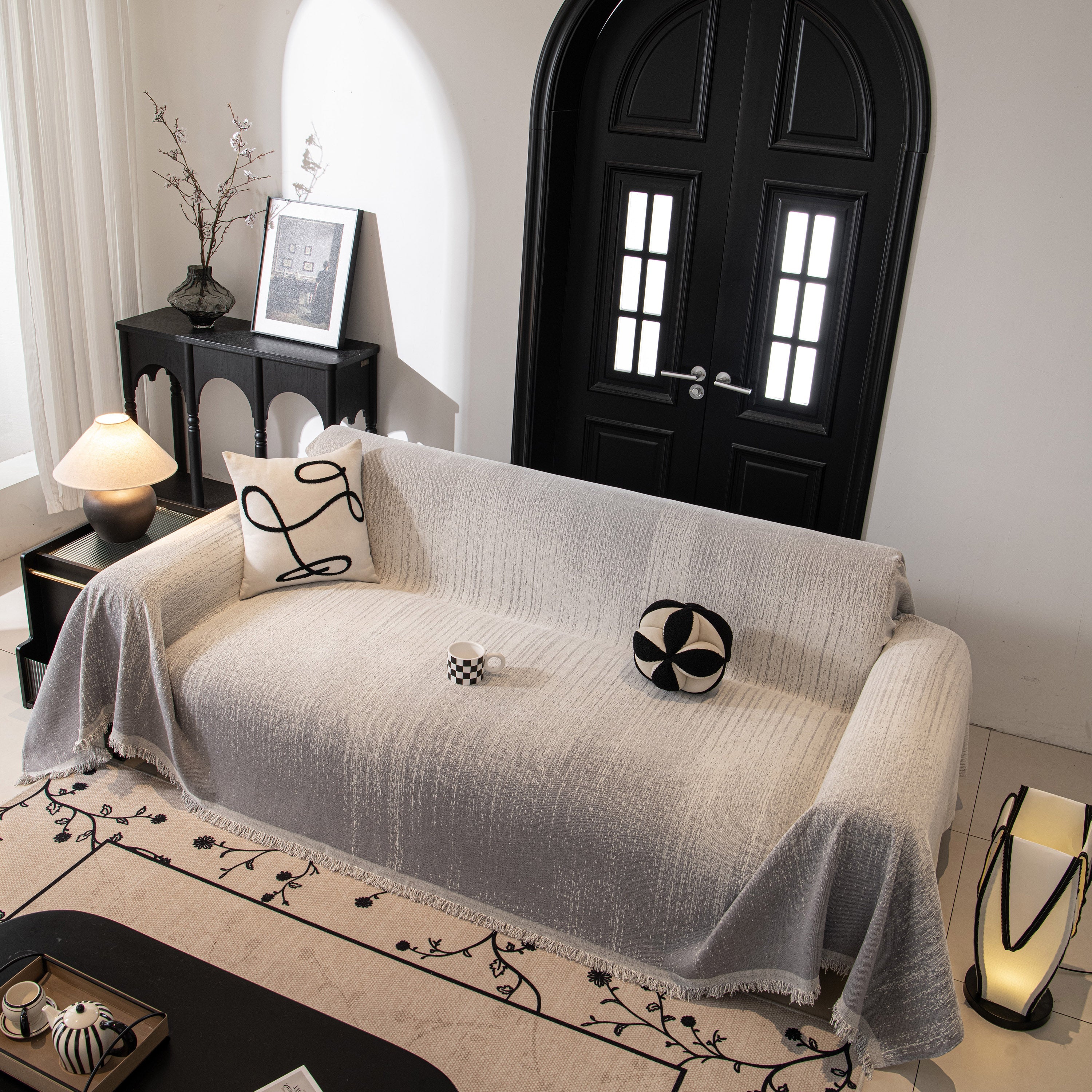Modern Textured Sofa Cover Blanket, Tightly Woven Pet Sofa Throw For Sectional Couches