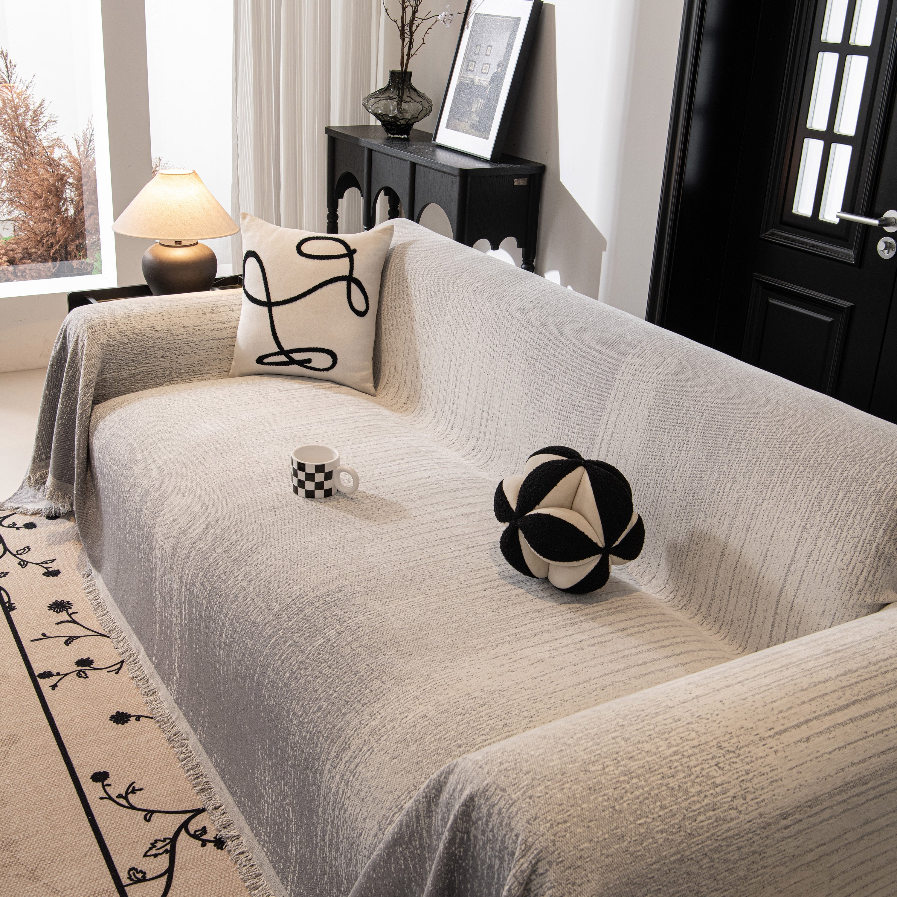 Modern Textured Sofa Cover Blanket, Tightly Woven Pet Sofa Throw For Sectional Couches