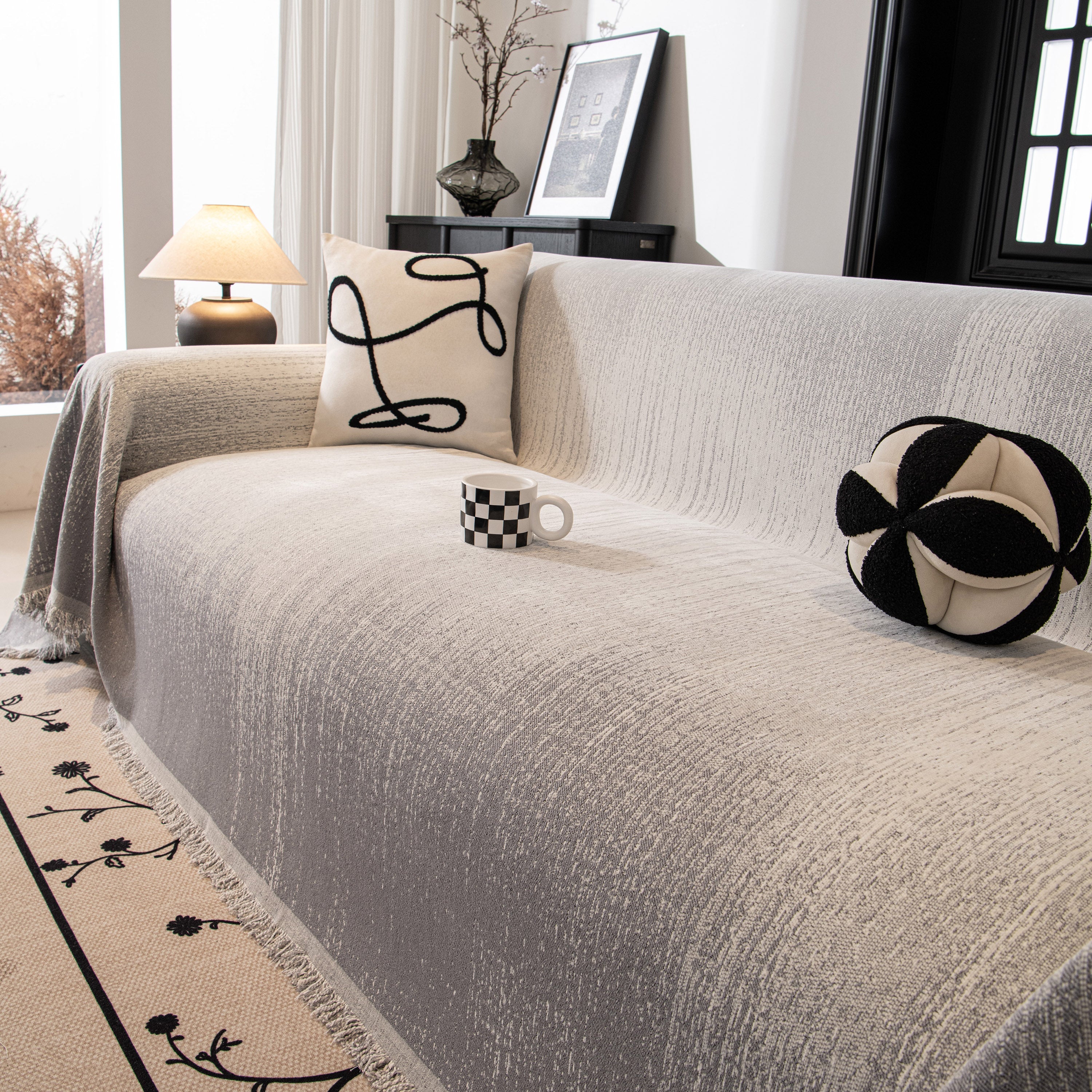 Modern Textured Sofa Cover Blanket, Tightly Woven Pet Sofa Throw For Sectional Couches