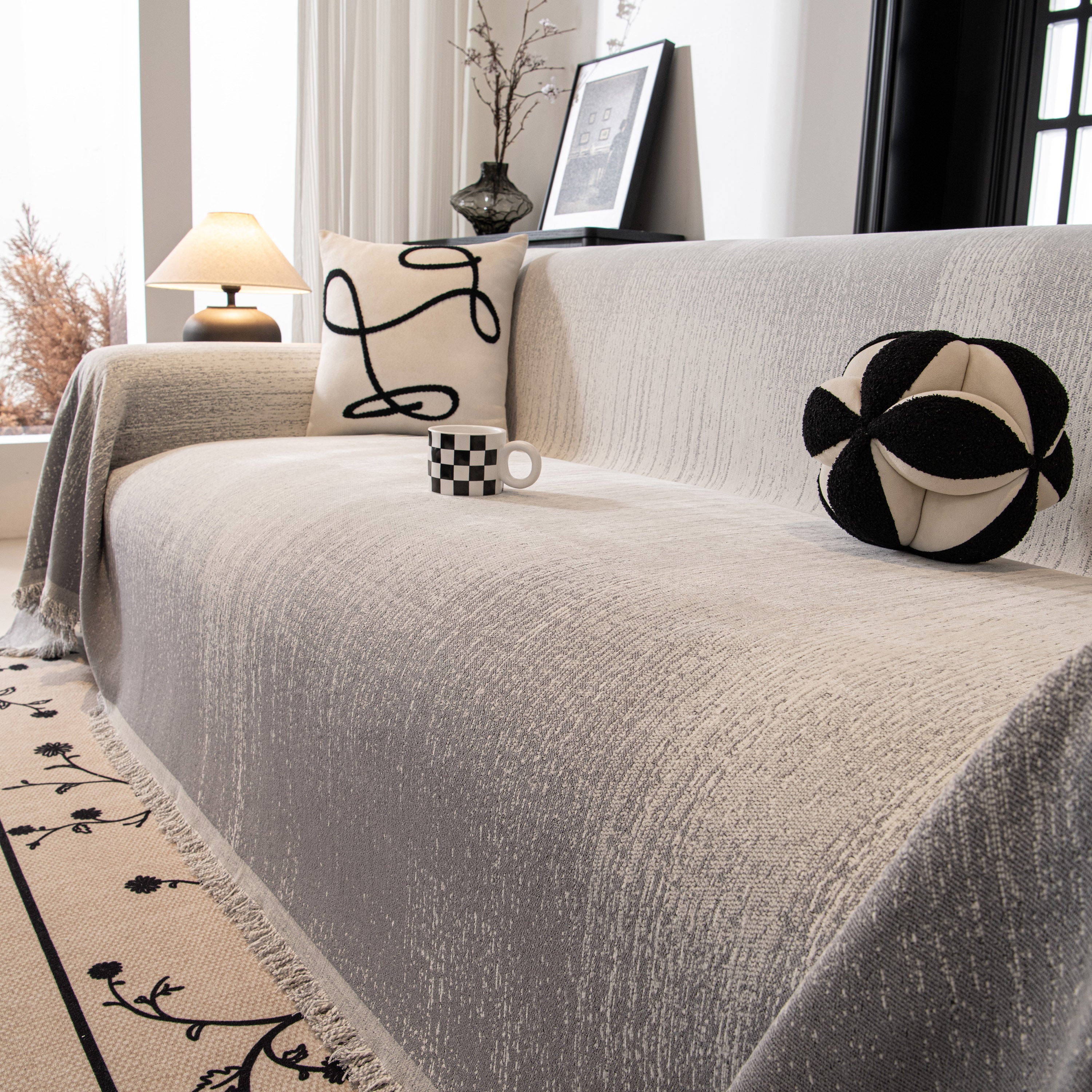 Modern Textured Sofa Cover Blanket, Tightly Woven Pet Sofa Throw For Sectional Couches