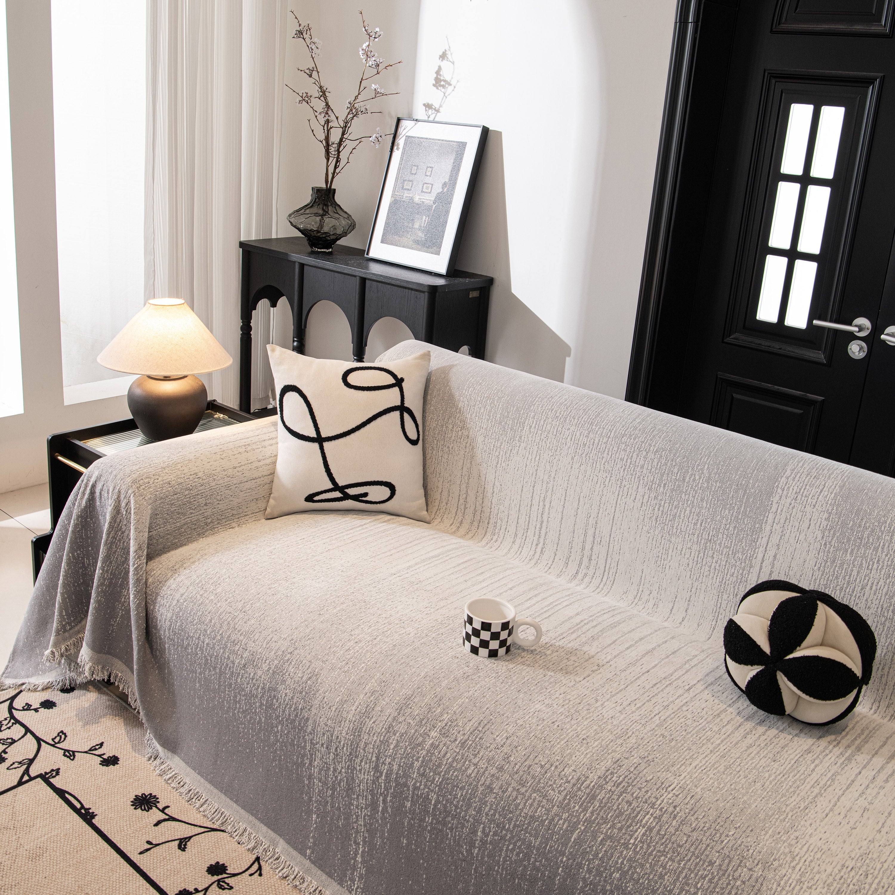 Modern Textured Sofa Cover Blanket, Tightly Woven Pet Sofa Throw For Sectional Couches