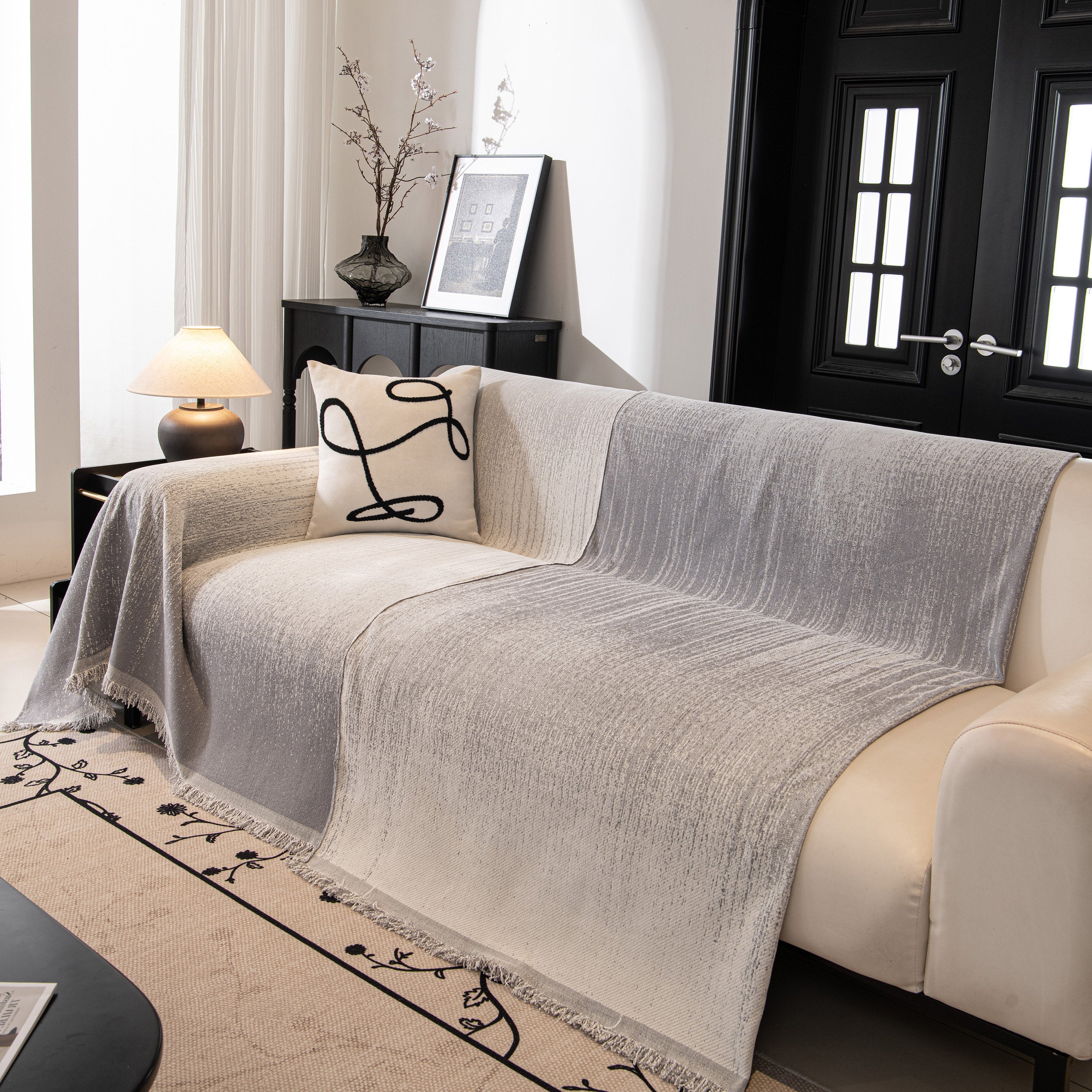 Modern Textured Sofa Cover Blanket, Tightly Woven Pet Sofa Throw For Sectional Couches